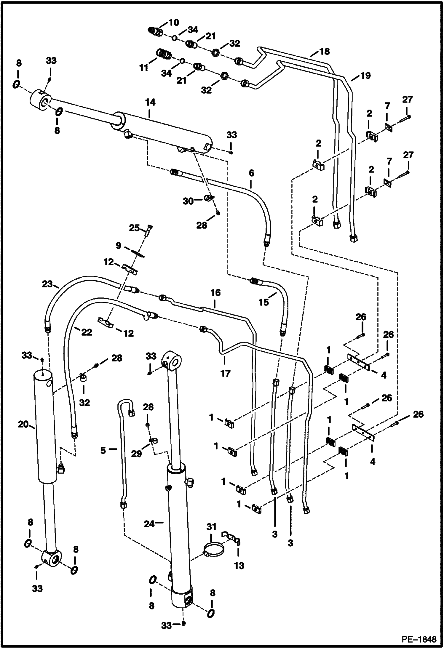 Схема запчастей Bobcat 430 - HYDRAULIC CIRCUITRY (Work) HYDRAULIC/HYDROSTATIC SYSTEM