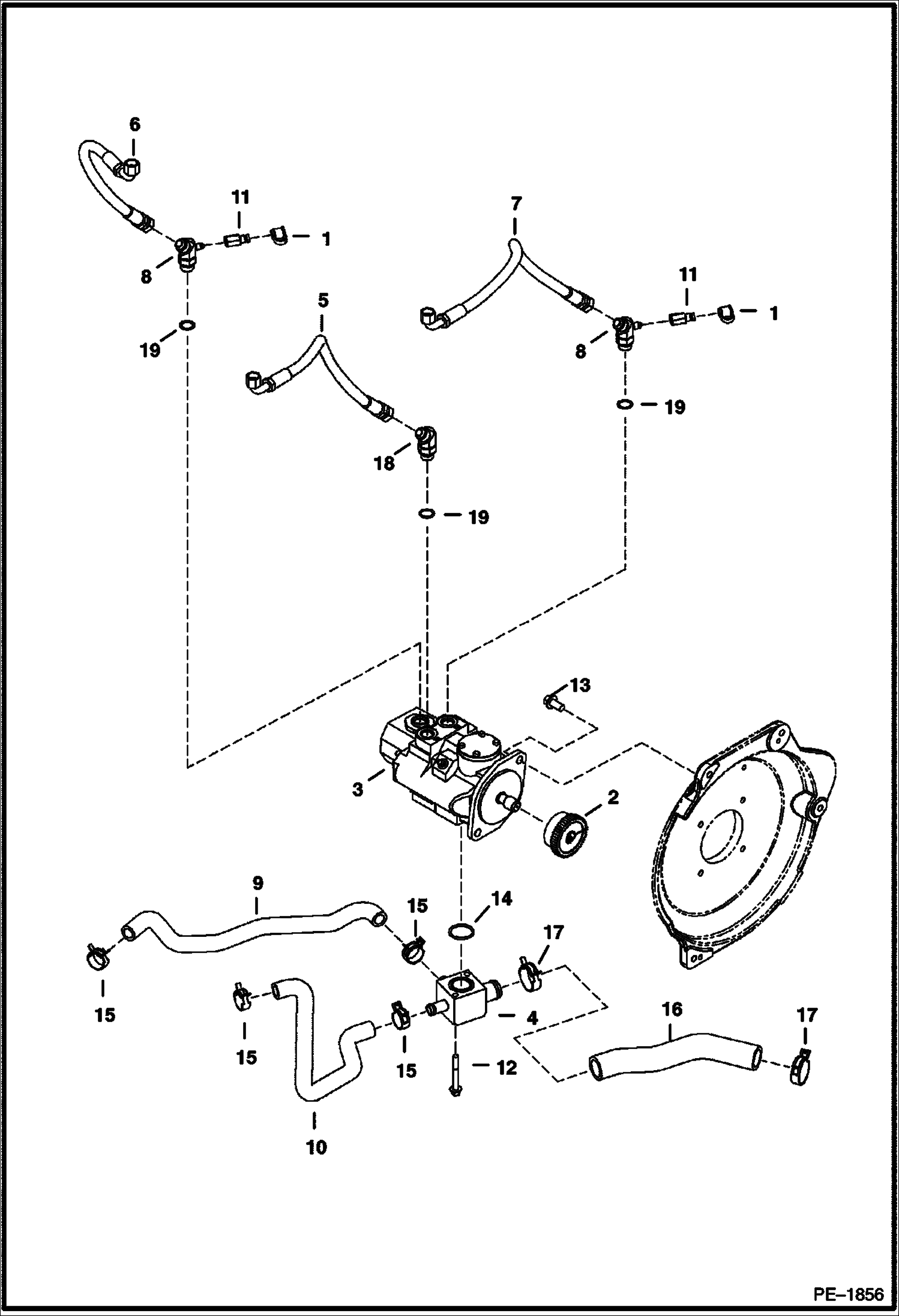 Схема запчастей Bobcat 430 - HYDRAULIC CIRCUITRY (Hydraulic Pump) HYDRAULIC/HYDROSTATIC SYSTEM