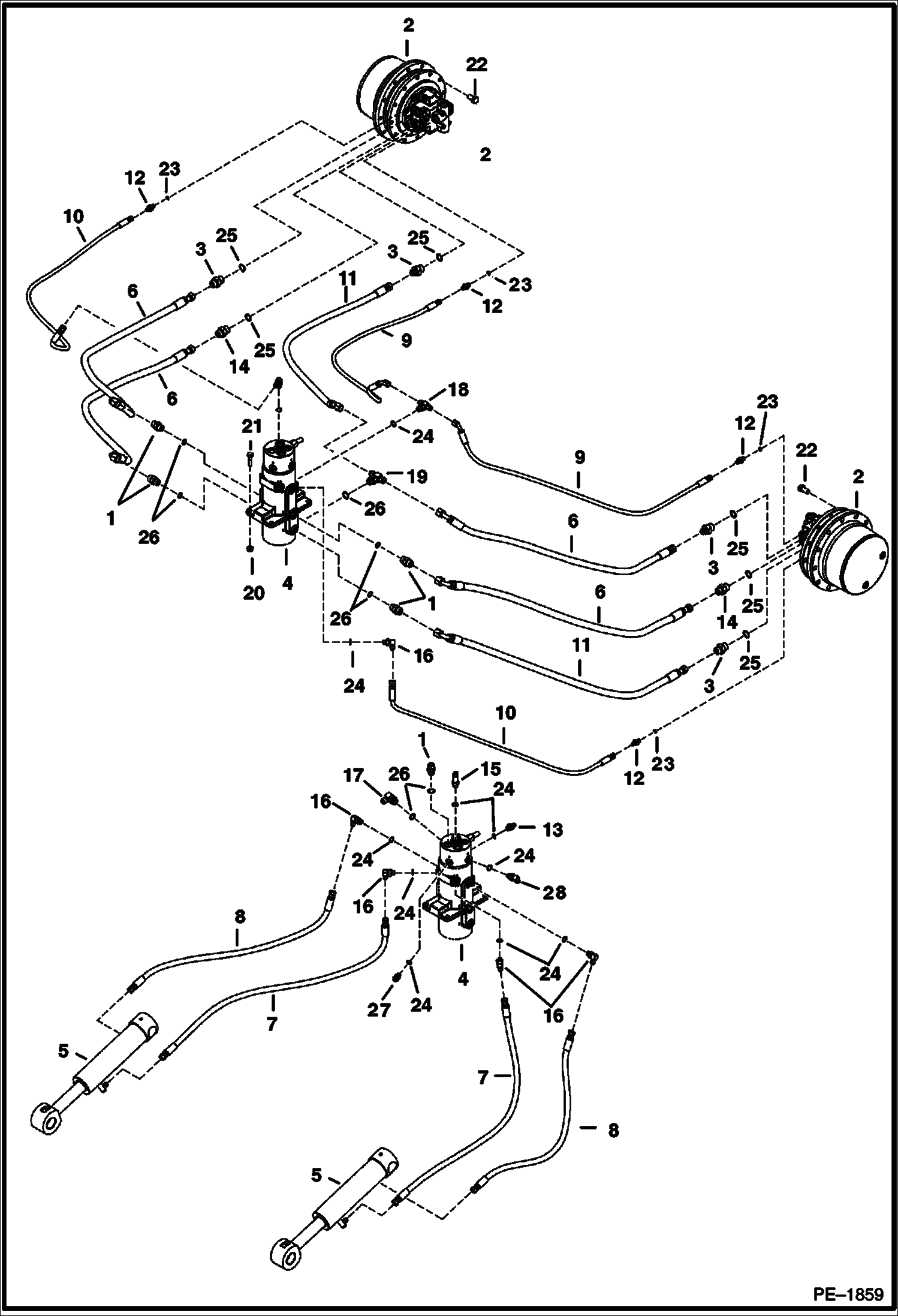 Схема запчастей Bobcat 430 - HYDRAULIC/HYDROSTATIC CIRCUITRY (Lower) HYDRAULIC/HYDROSTATIC SYSTEM