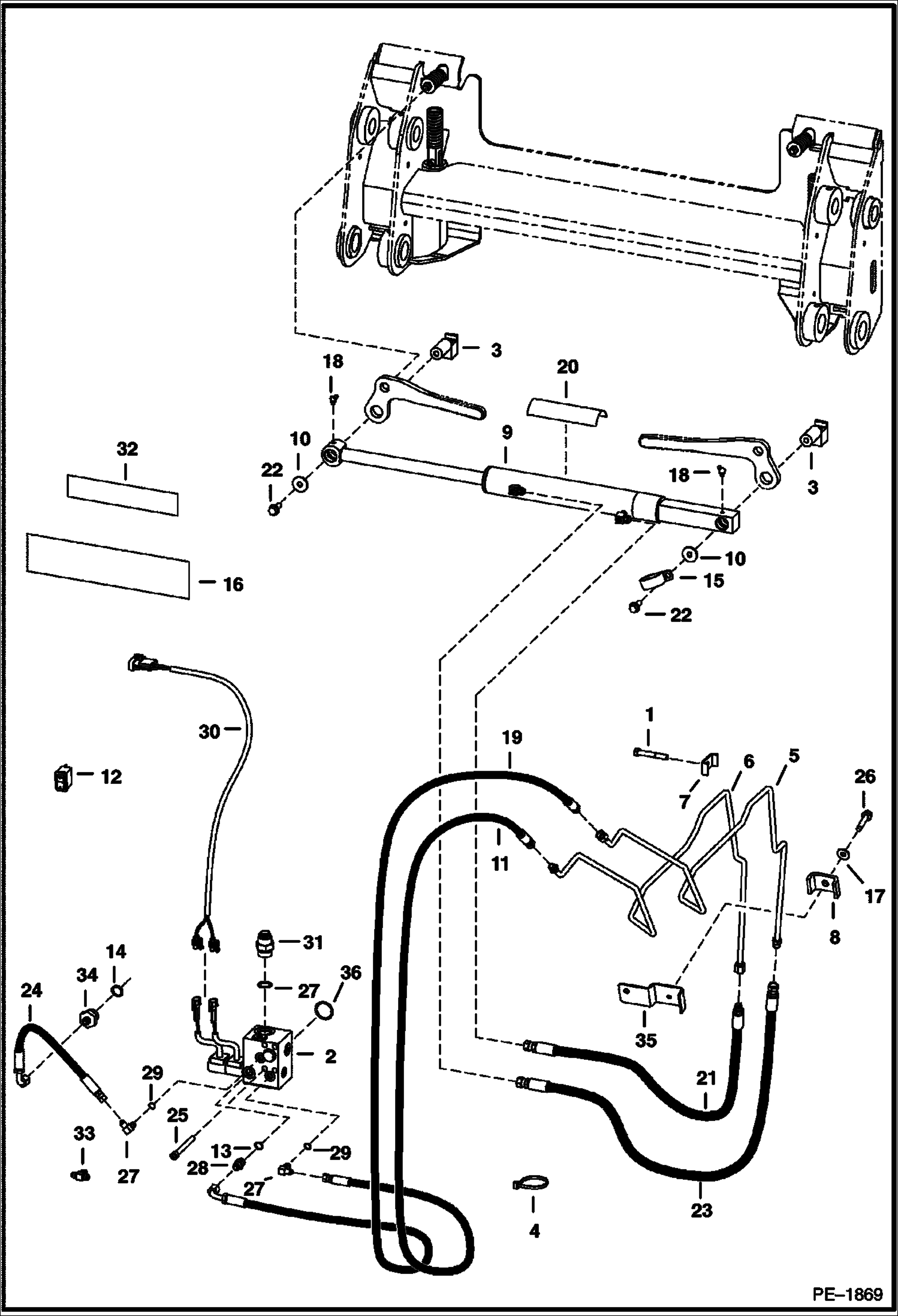 Схема запчастей Bobcat 800s - BOB-TACH (Hydraulic Assisted) MAIN FRAME