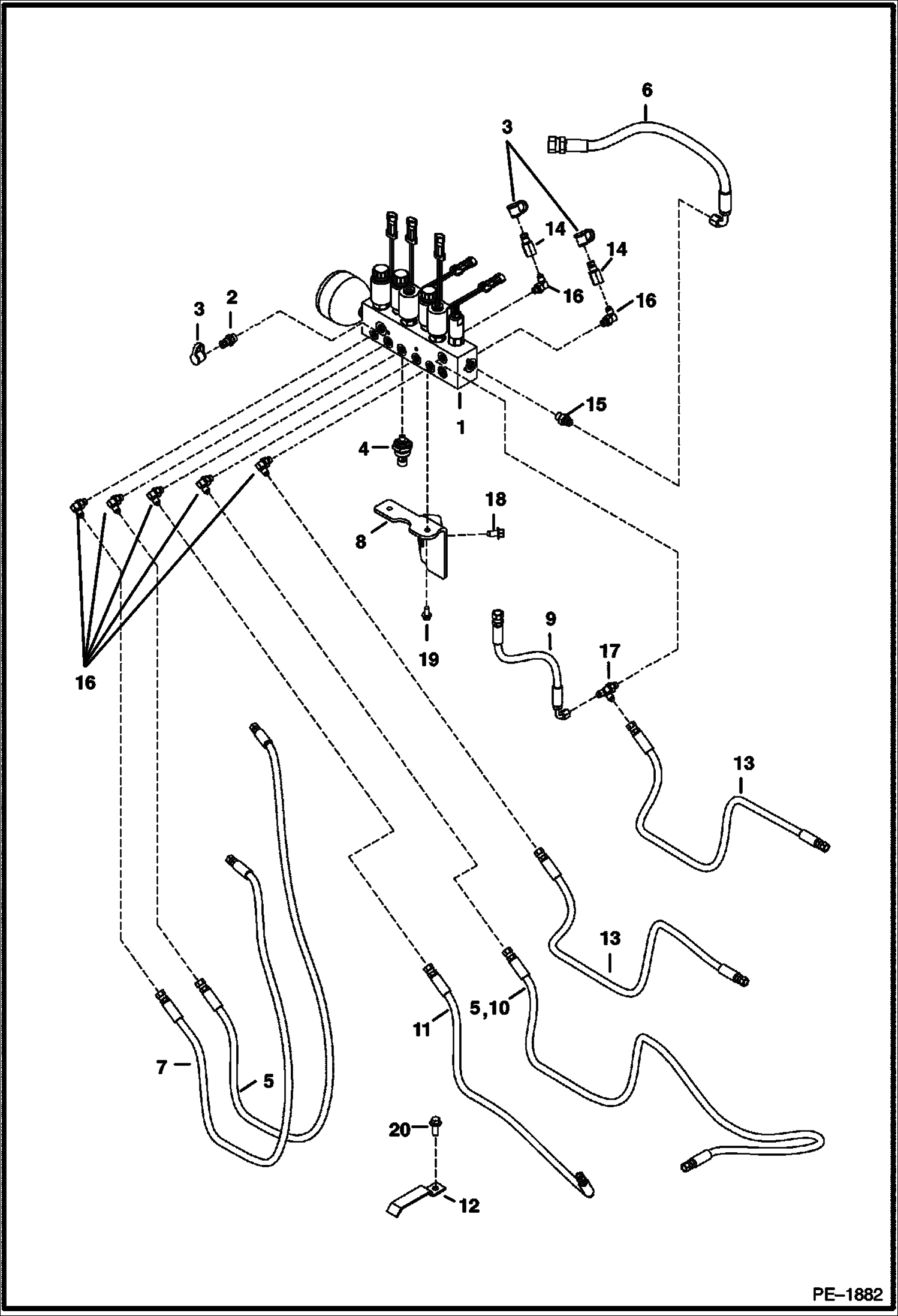 Схема запчастей Bobcat 430 - HYDRAULIC CIRCUITRY (Manifold) HYDRAULIC/HYDROSTATIC SYSTEM