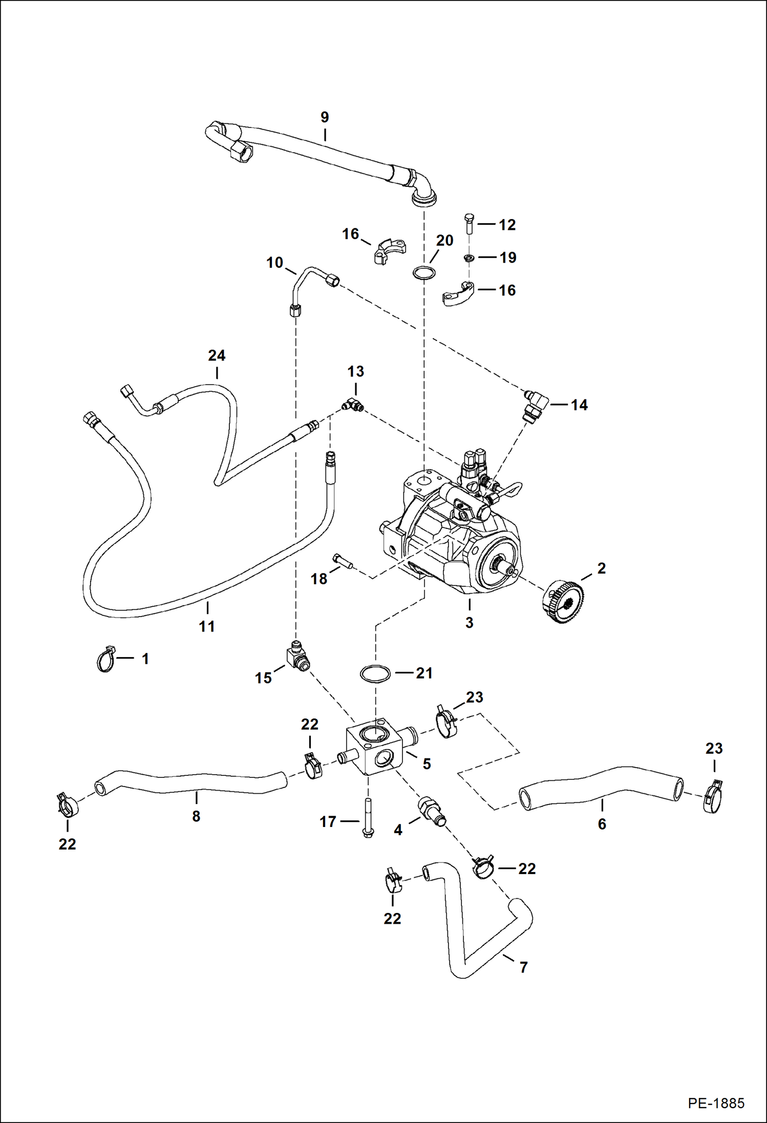 Схема запчастей Bobcat 435 - HYDRAULIC CIRCUITRY (Hydraulic Pump) HYDRAULIC/HYDROSTATIC SYSTEM