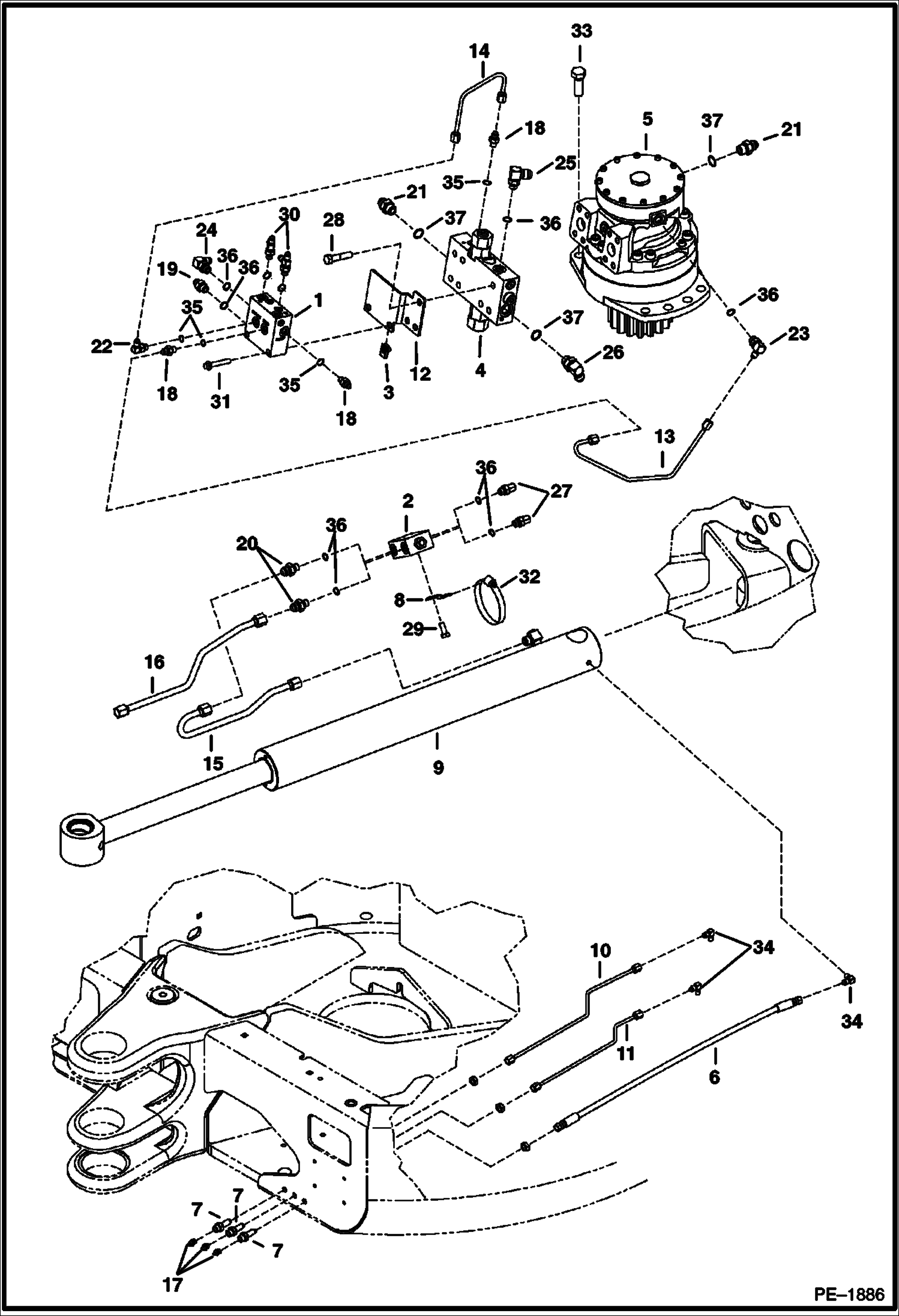 Схема запчастей Bobcat 435 - HYDRAULIC CIRCUITRY (Upper) HYDRAULIC/HYDROSTATIC SYSTEM