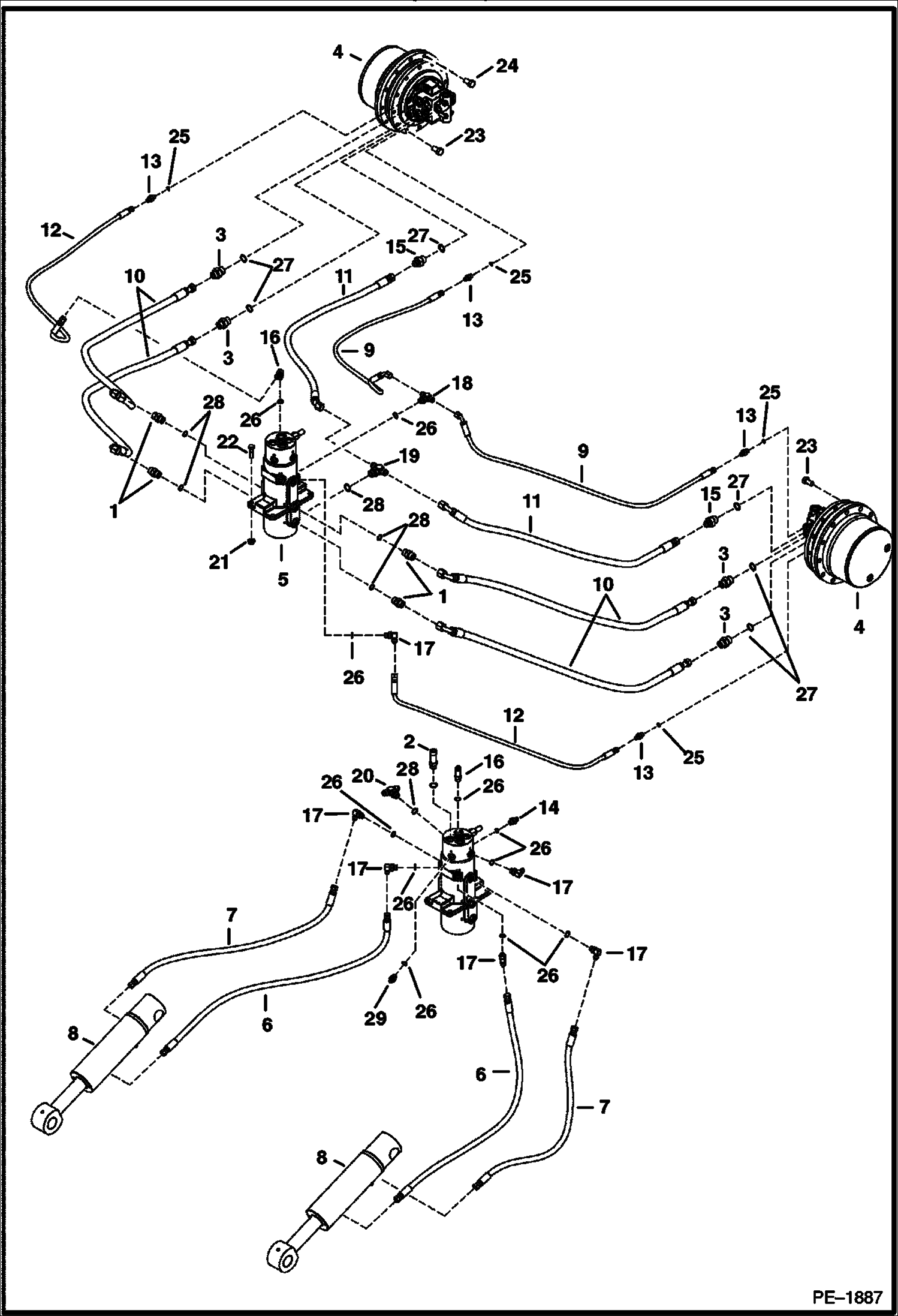 Схема запчастей Bobcat 435 - HYDRAULIC/HYDROSTATIC CIRCUITRY (Lower) HYDRAULIC/HYDROSTATIC SYSTEM