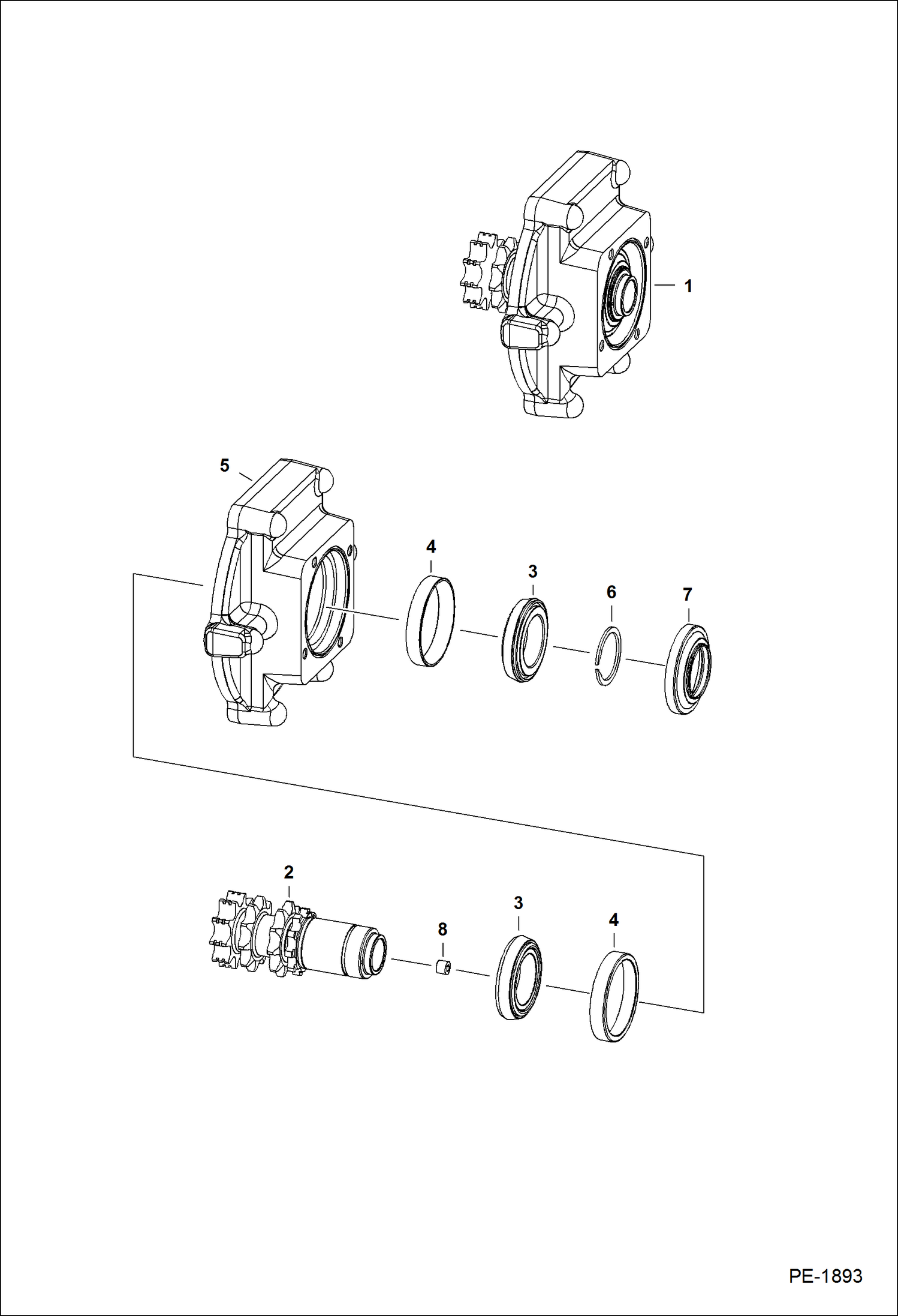 Схема запчастей Bobcat S-Series - MOTOR CARRIER (Drive Motor Mount Assy) DRIVE TRAIN