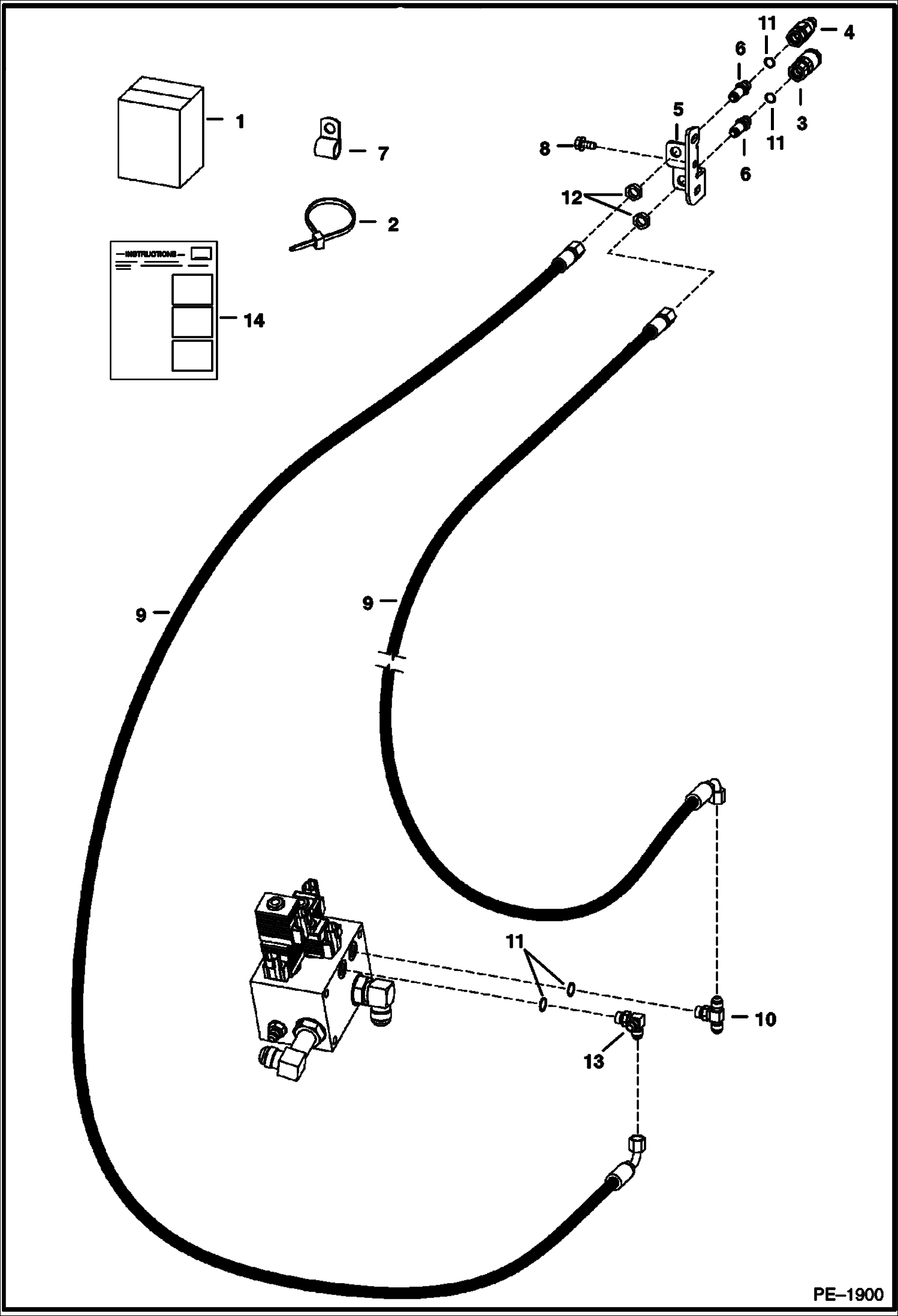 Схема запчастей Bobcat S-Series - FRONT AUXILIARY (RH Kit) ACCESSORIES & OPTIONS