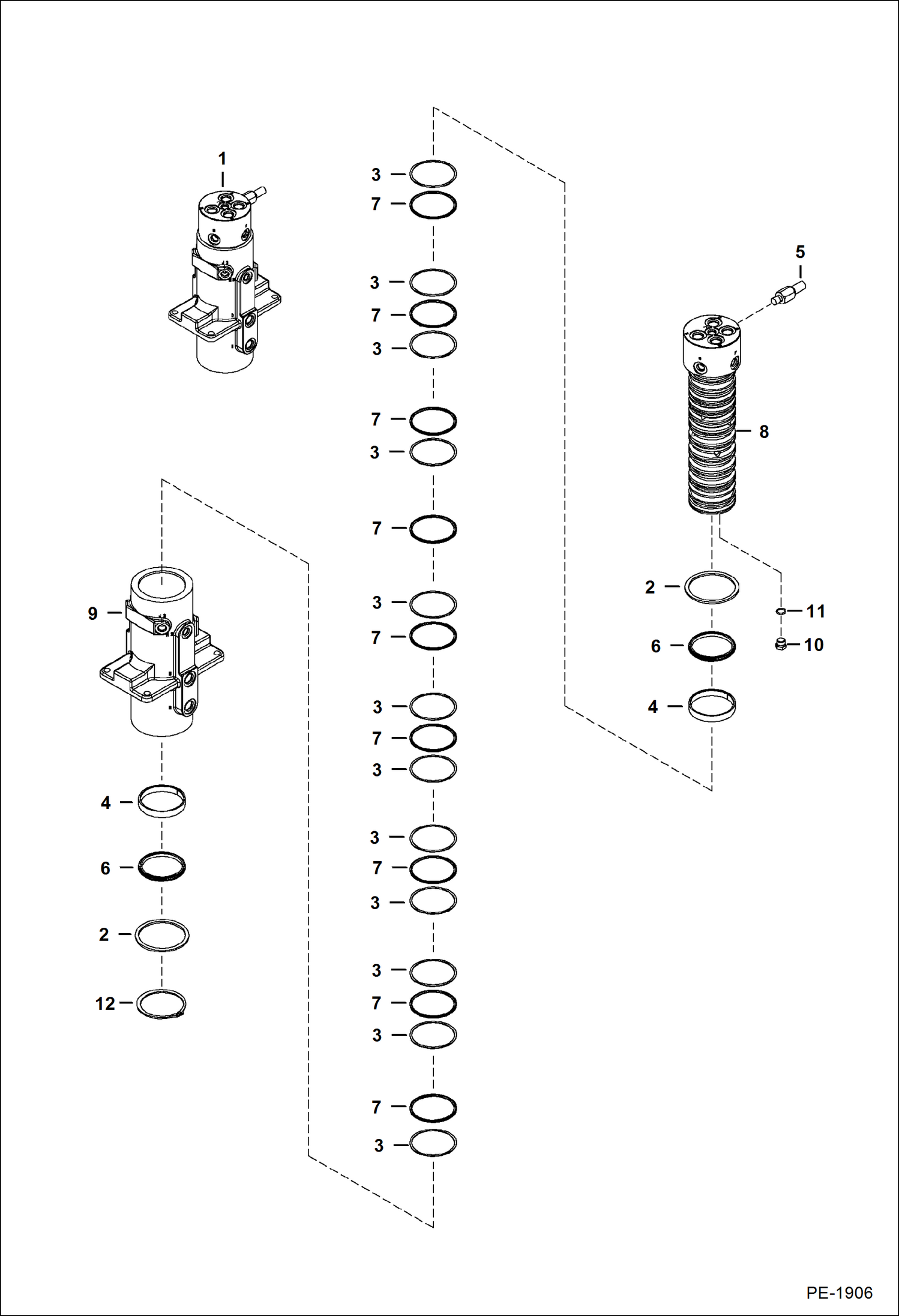 Схема запчастей Bobcat 337 - SWIVEL JOINT (S/N 234611164 & Above, 234711198 & Above) HYDRAULIC SYSTEM