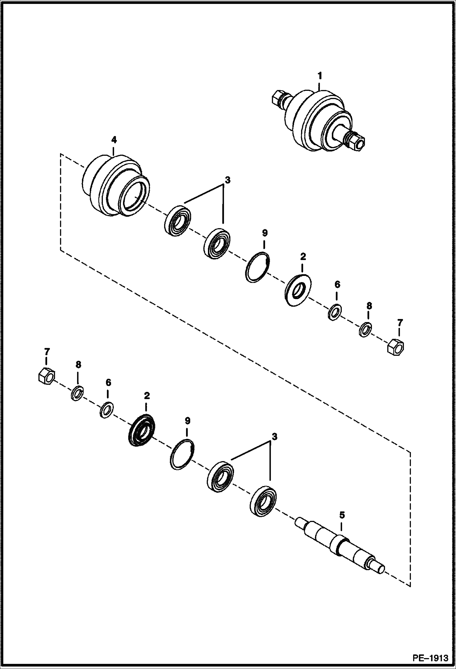 Схема запчастей Bobcat 341 - TRACK ROLLER (Bottom) (Nut Mounted) UNDERCARRIAGE