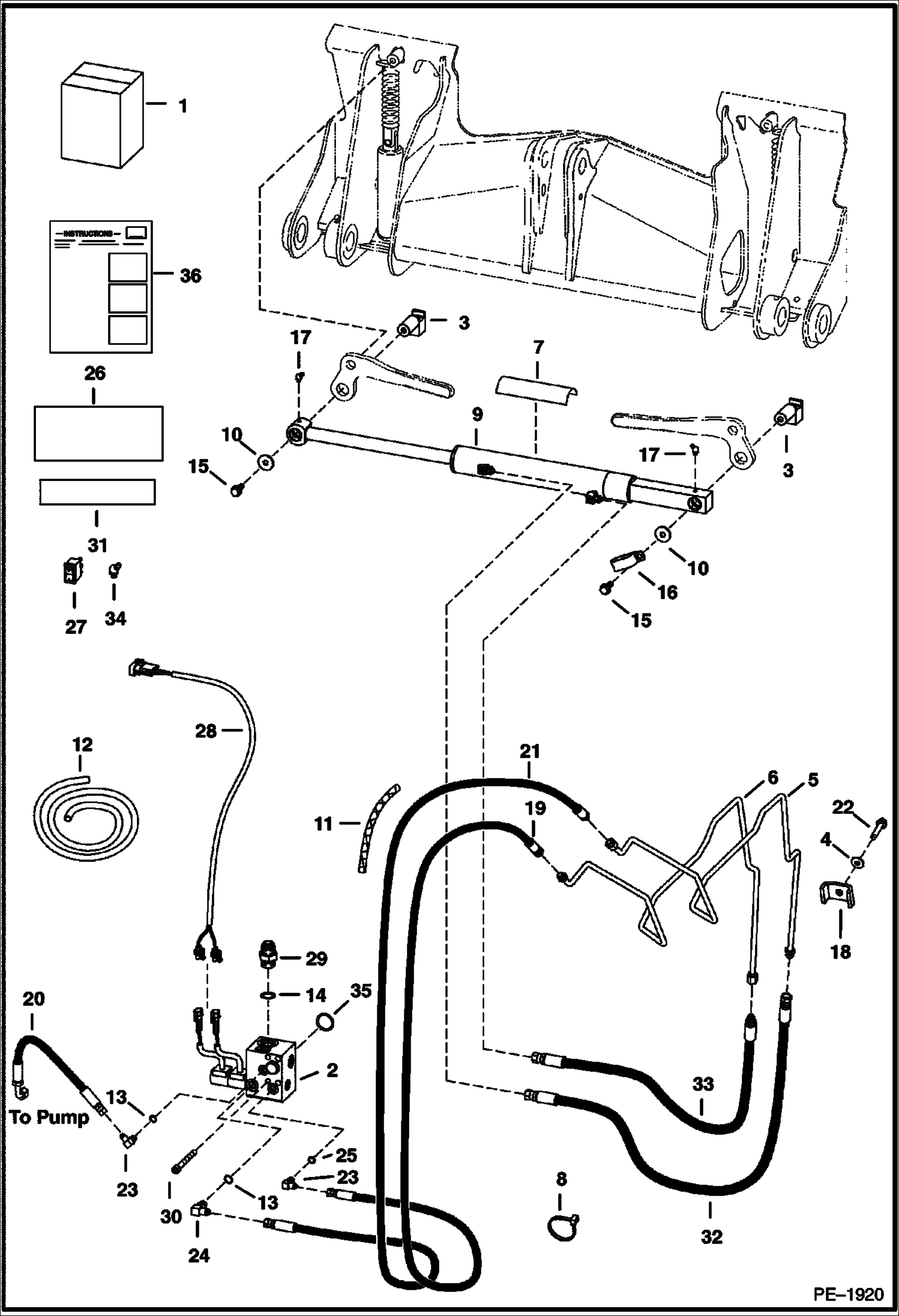 Схема запчастей Bobcat A-Series - POWER BOB-TACH KIT (D series valve) (S/N 5196, 5197 & Above) ACCESSORIES & OPTIONS