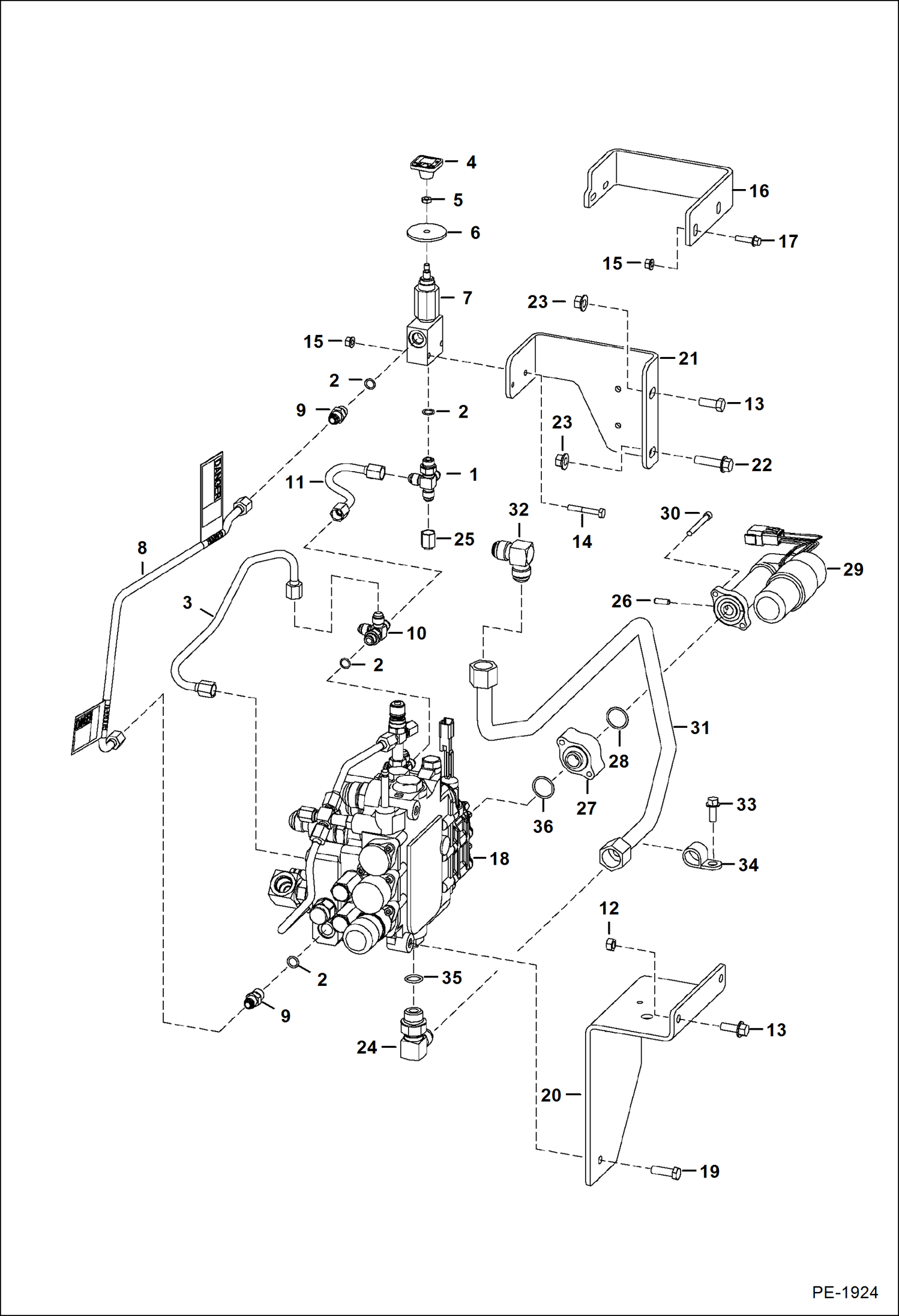 Схема запчастей Bobcat A-Series - LIFT & TILT CONTROL CIRCUITRY HYDRAULIC SYSTEM