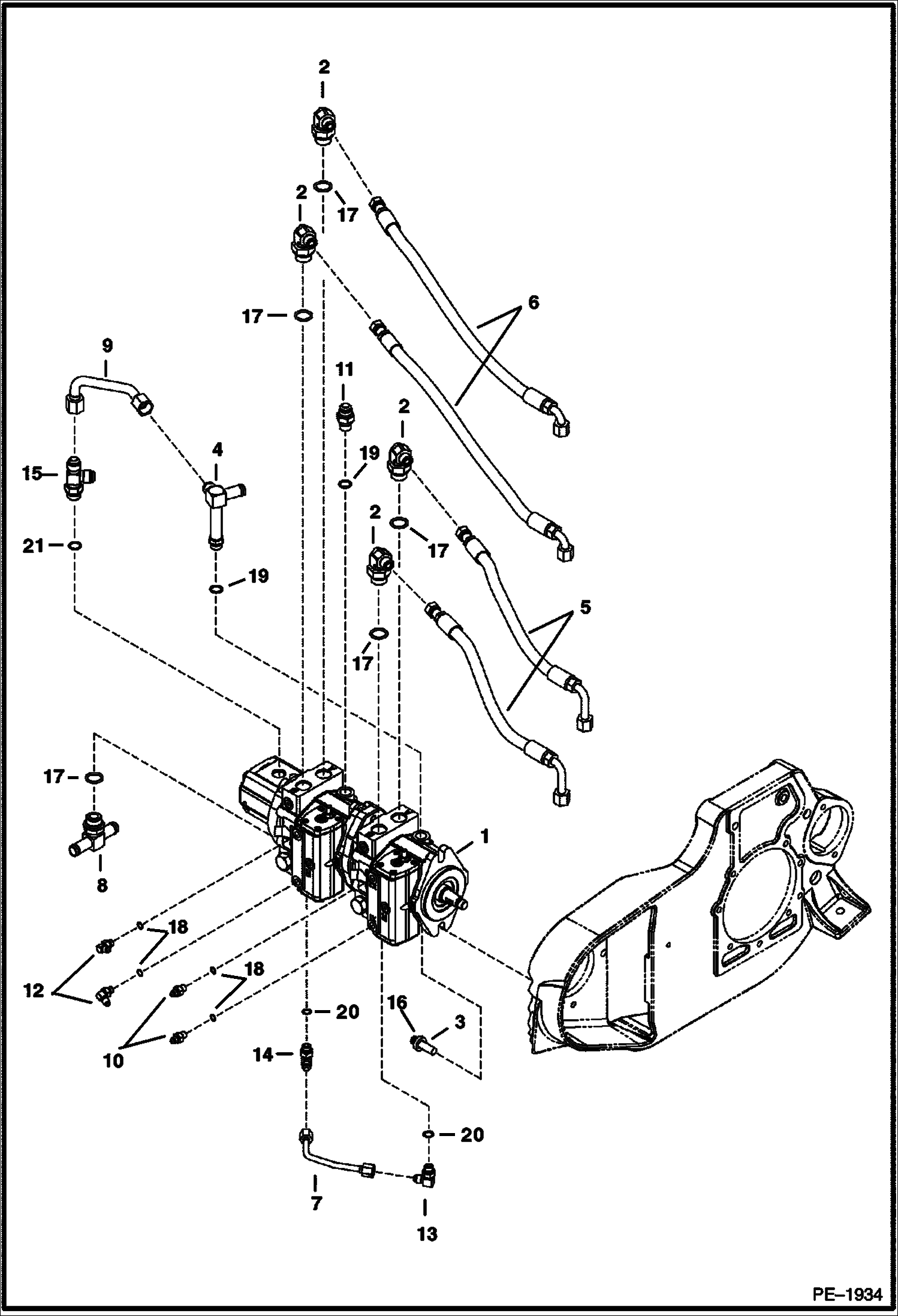 Схема запчастей Bobcat 430 - HYDROSTATIC CIRCUITRY (Hydrostatic Pump) HYDRAULIC/HYDROSTATIC SYSTEM