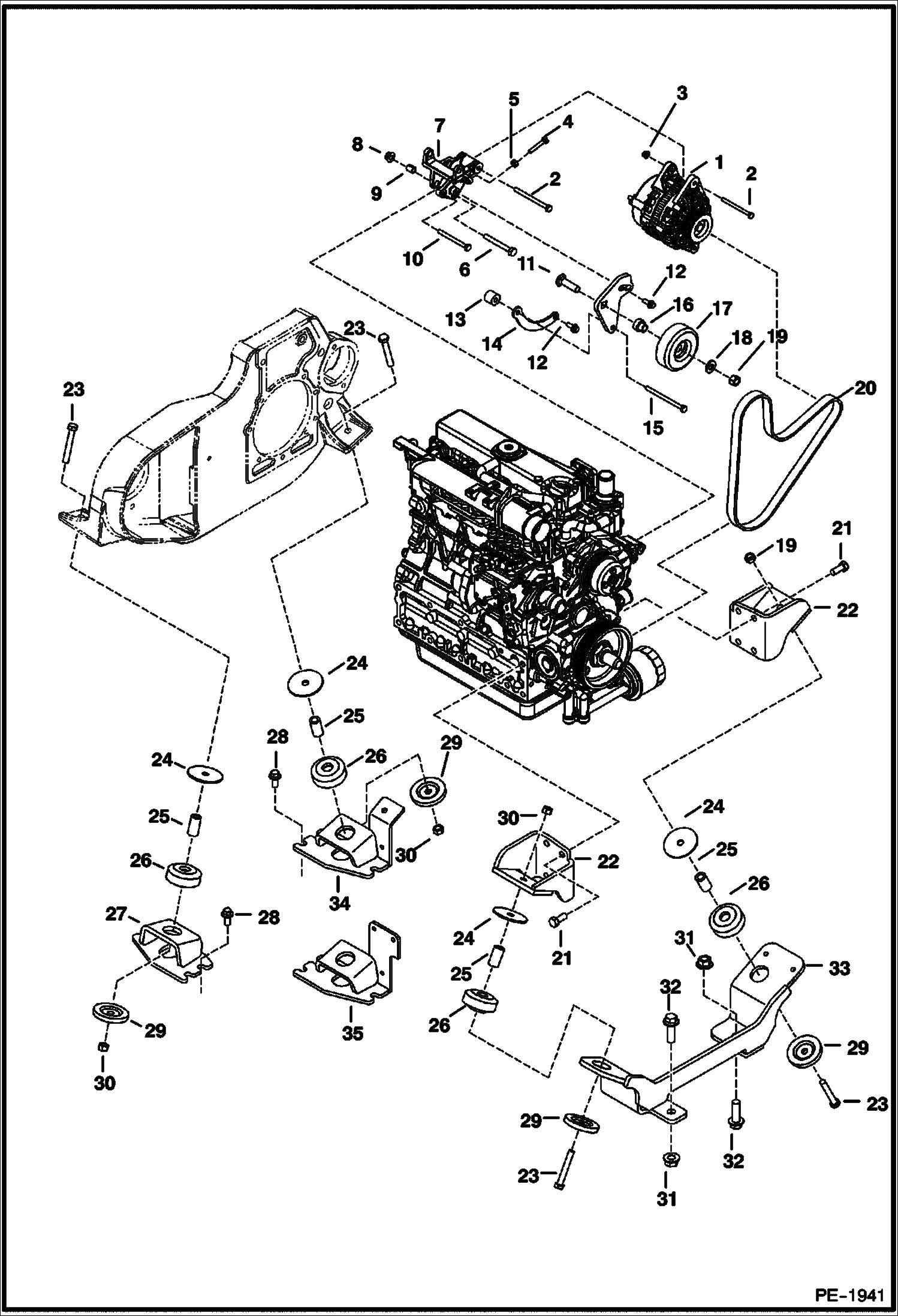 Схема запчастей Bobcat 430 - ENGINE & ATTACHING PARTS (Engine Mounts) POWER UNIT