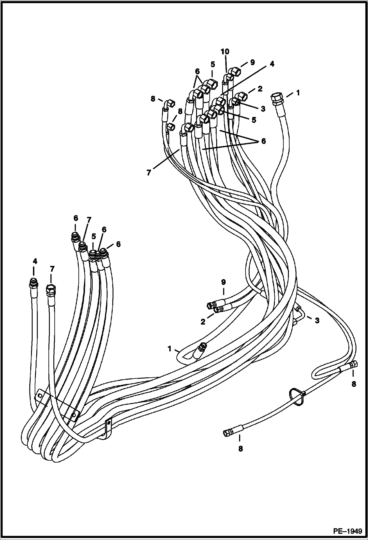 Схема запчастей Bobcat 430 - HYDRAULIC CIRCUITRY (Function Hoses) HYDRAULIC/HYDROSTATIC SYSTEM