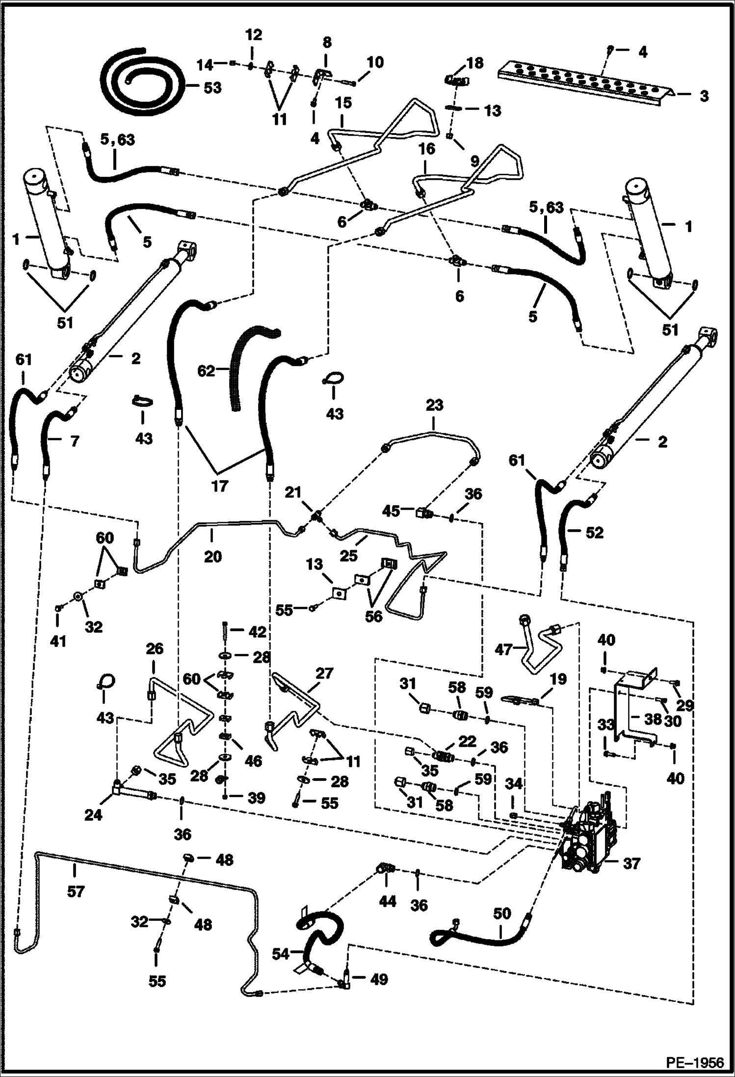 Схема запчастей Bobcat S-Series - HYDRAULIC CIRCUITRY (W/O Bucket Positioning Valve) S/N 5269 14999 &Bel, 5268 14999 &Bel, 5267 14999 &Bel, 5266 14999 &Bel HYDRAULIC SYSTEM