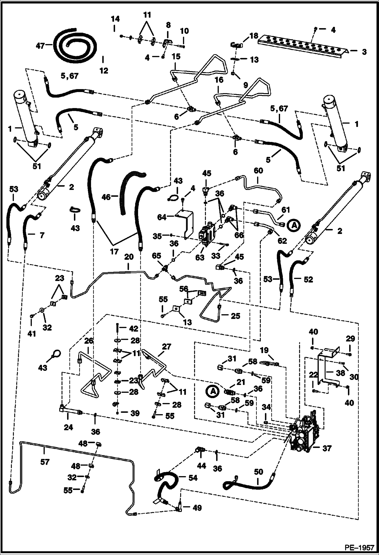 Схема запчастей Bobcat S-Series - HYDRAULIC CIRCUITRY (W/BPV) S/N 5269 14999 & Bel, 5268 14999 & Bel, 5267 14999 & Bel, 5266 14999 & Bel HYDRAULIC SYSTEM