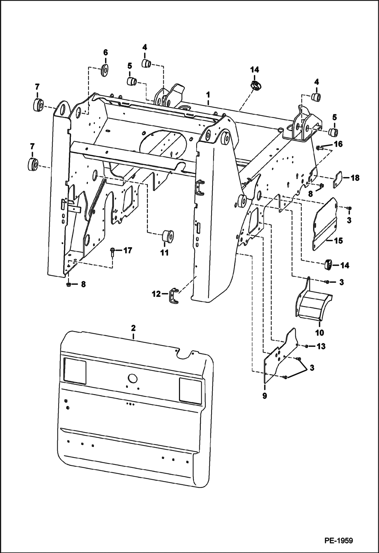 Схема запчастей Bobcat T-Series - MAIN FRAME (S/N A3LL36500 & Above) MAIN FRAME