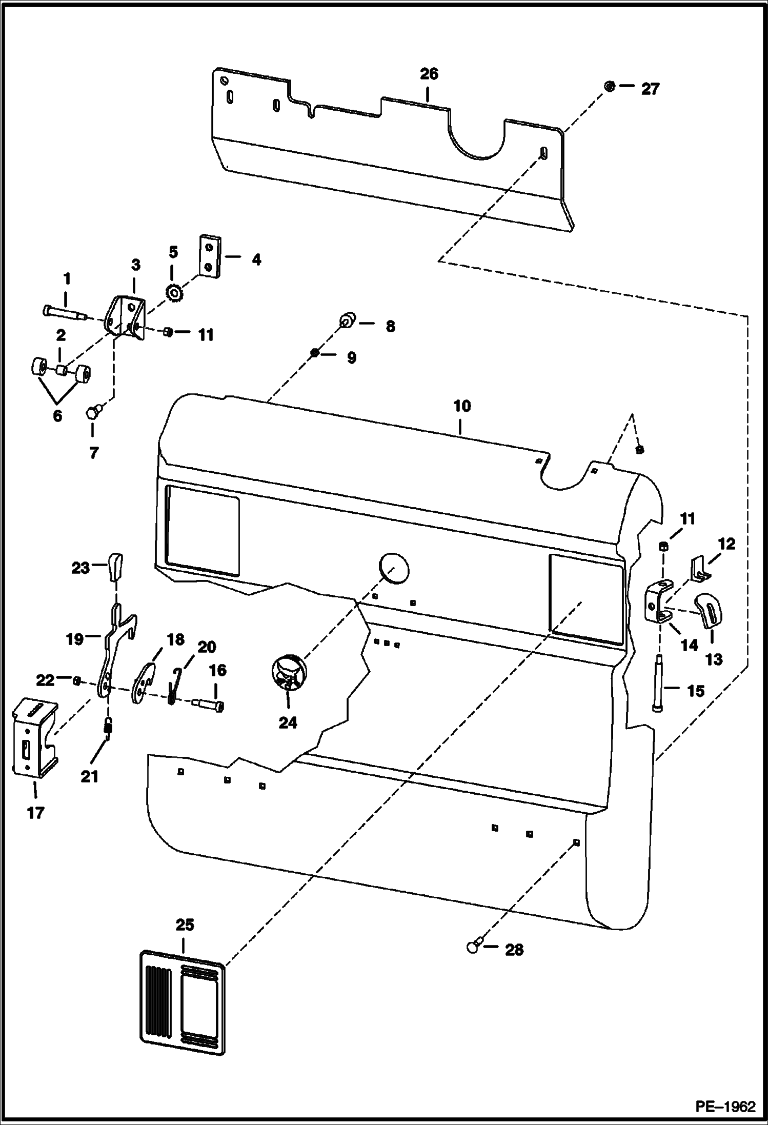 Схема запчастей Bobcat T-Series - REAR DOOR MAIN FRAME