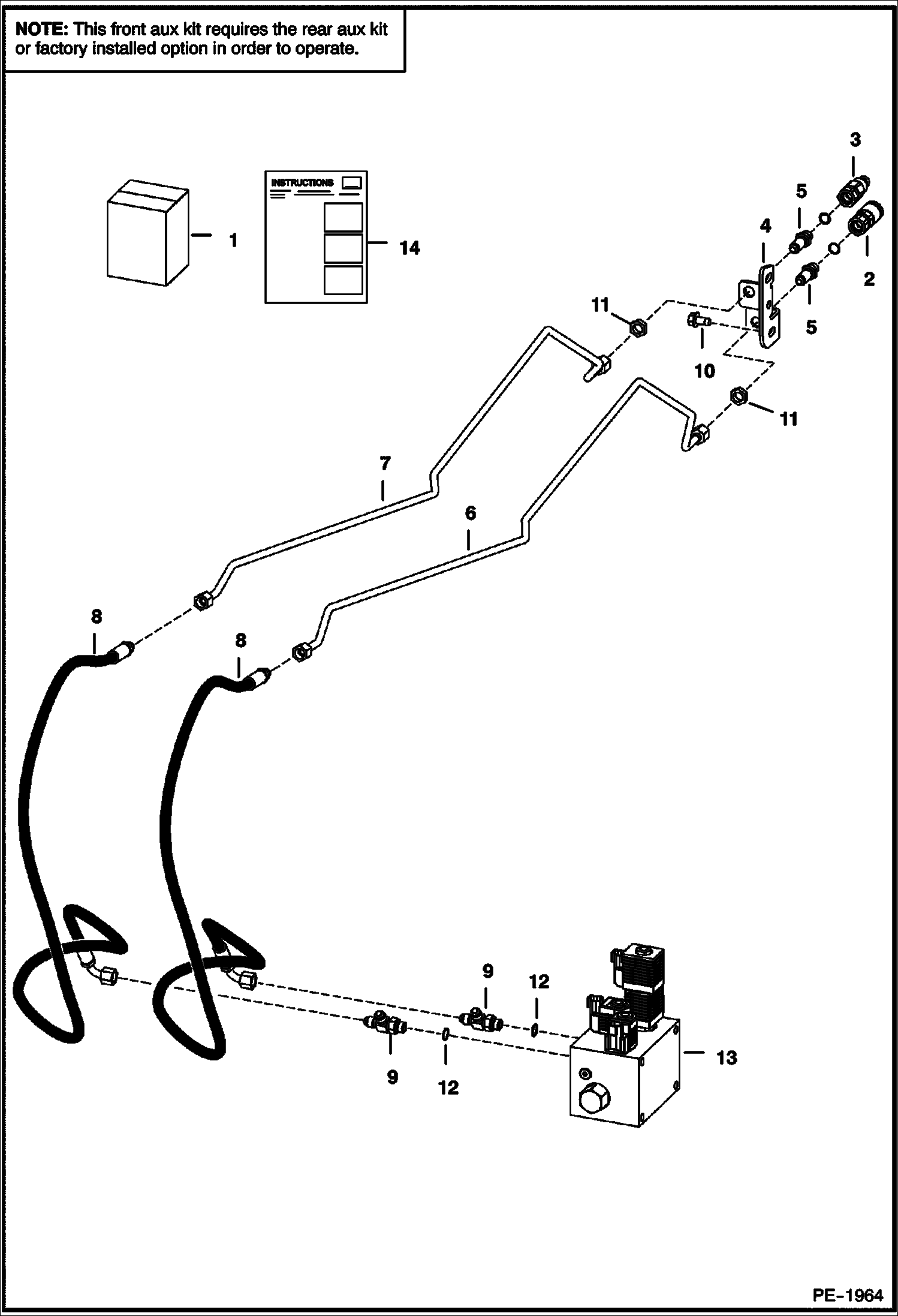 Схема запчастей Bobcat S-Series - FRONT AUXILIARY (RH Kit) (S/N 525011001 & Above, 525111001 & Above) ACCESSORIES & OPTIONS