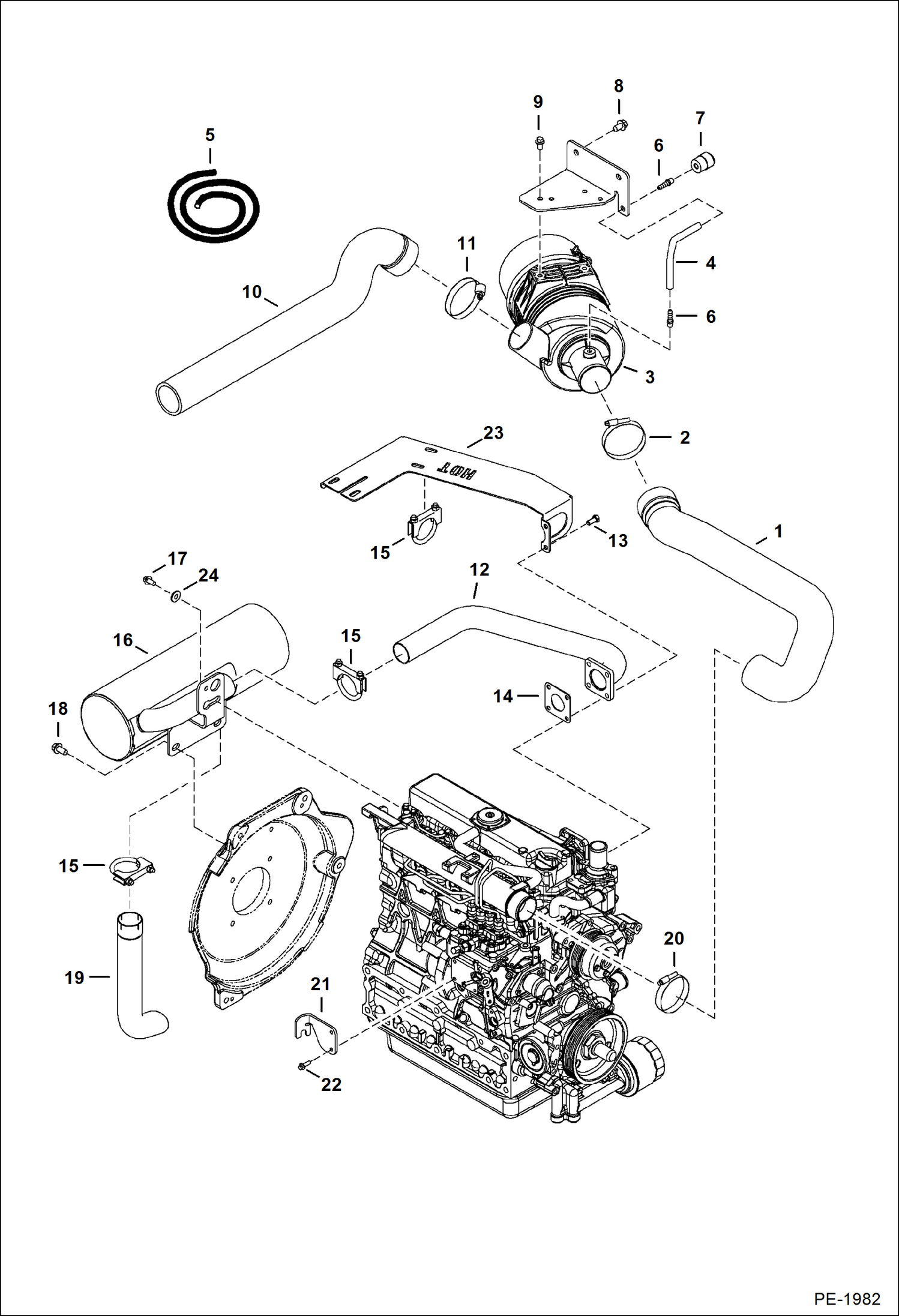 Схема запчастей Bobcat 430 - ENGINE & ATTACHING PARTS (Air Cleaner, Muffler) POWER UNIT