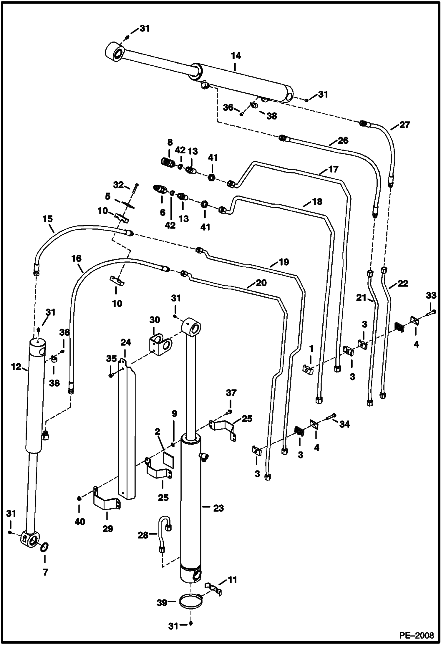 Схема запчастей Bobcat 435 - HYDRAULIC CIRCUITRY (Work Tubelines & Cylinders) HYDRAULIC/HYDROSTATIC SYSTEM