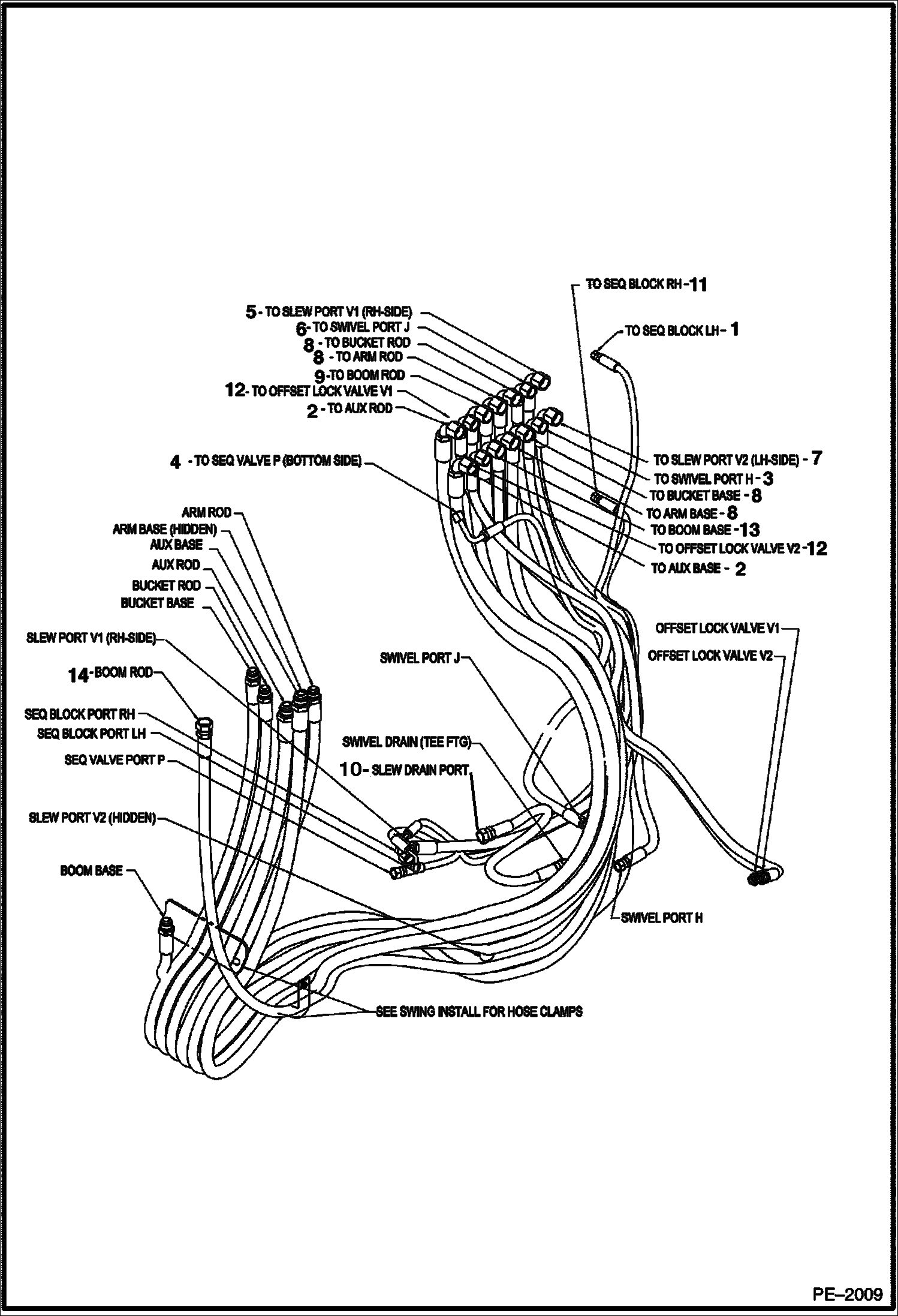 Схема запчастей Bobcat 435 - HYDRAULIC CIRCUITRY (Function Hoses) HYDRAULIC/HYDROSTATIC SYSTEM