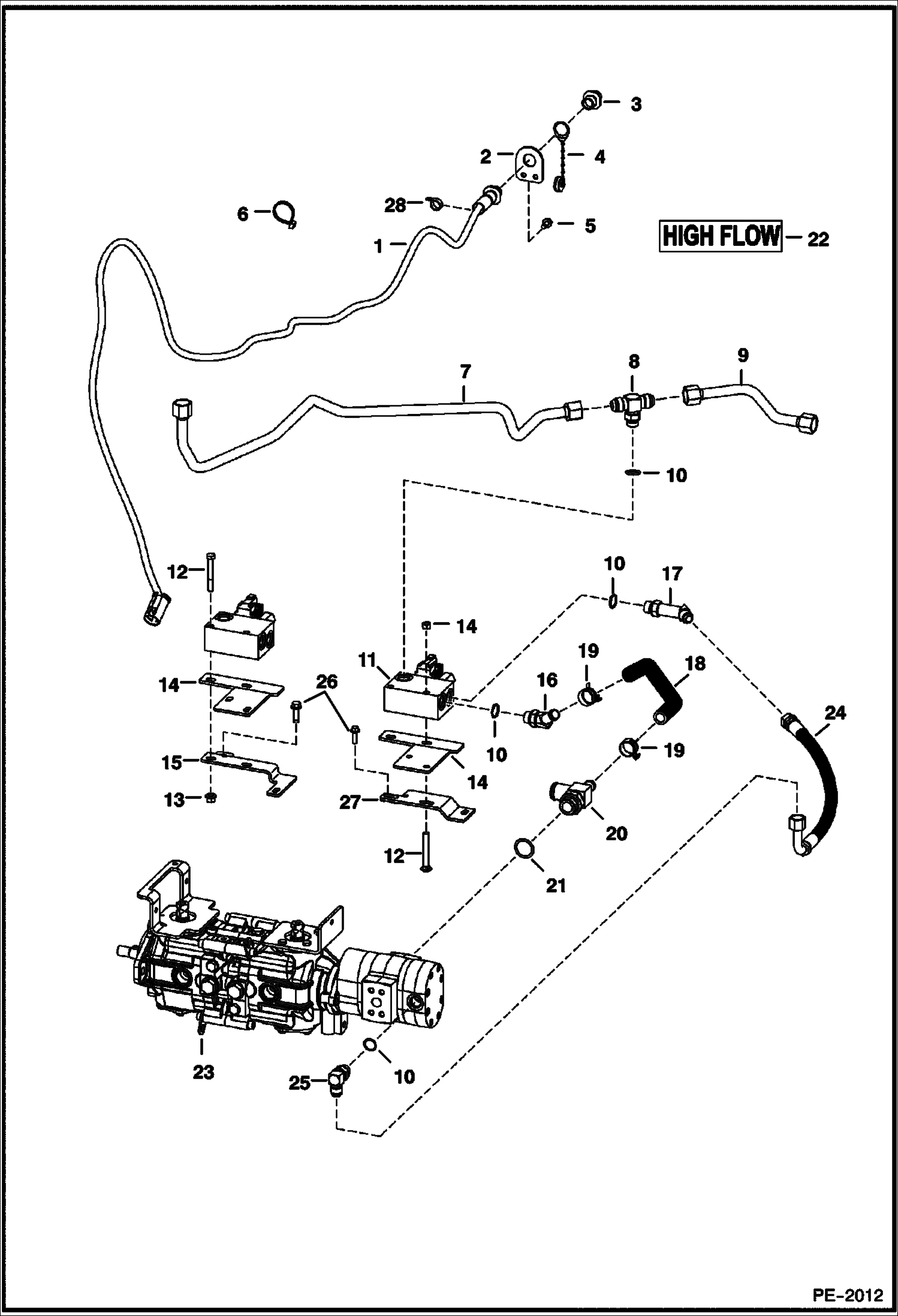 Схема запчастей Bobcat T-Series - HIGH FLOW HYDRAULICS HIGH FLOW HYDRAULICS