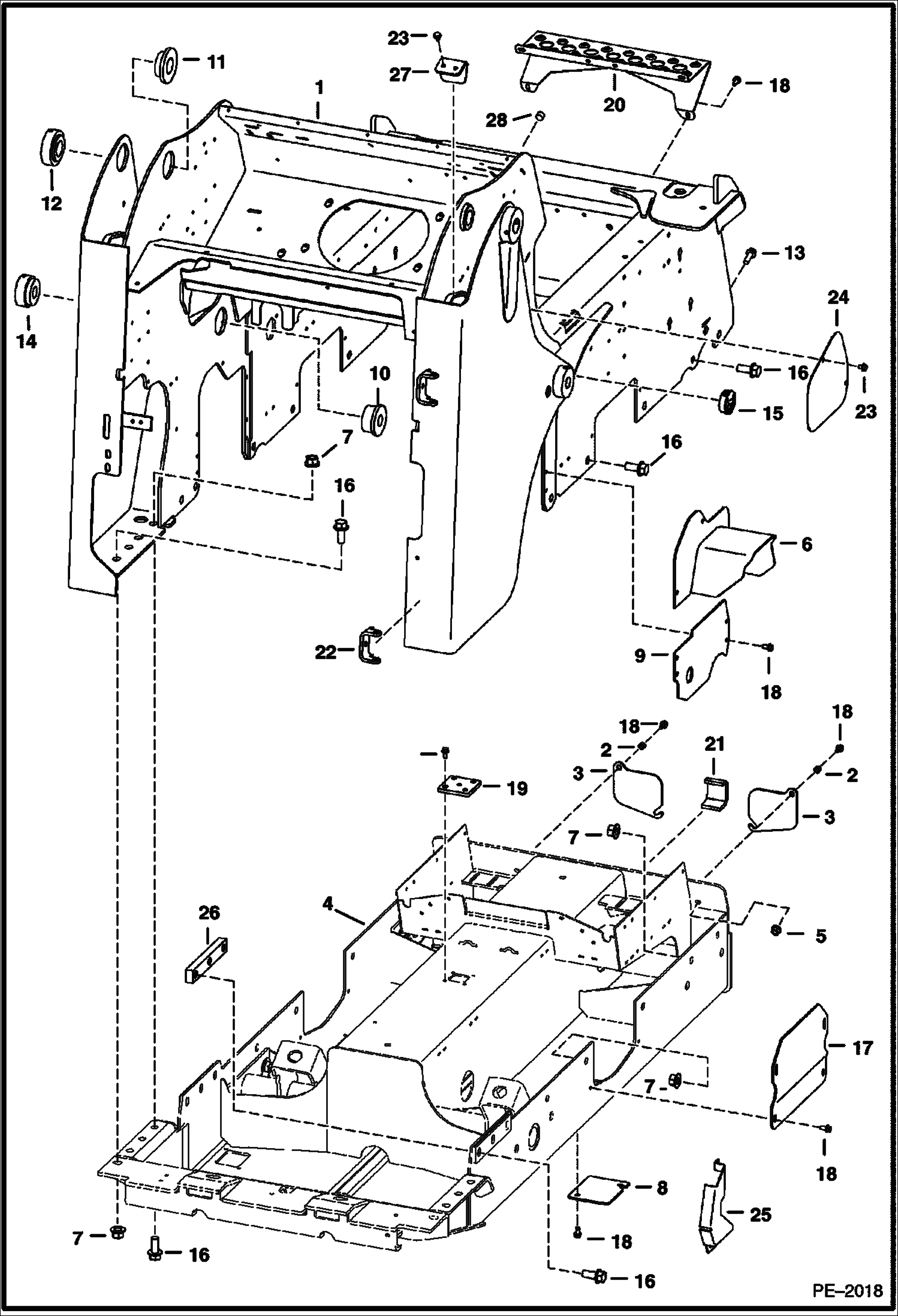 Схема запчастей Bobcat T-Series - MAIN FRAME MAIN FRAME