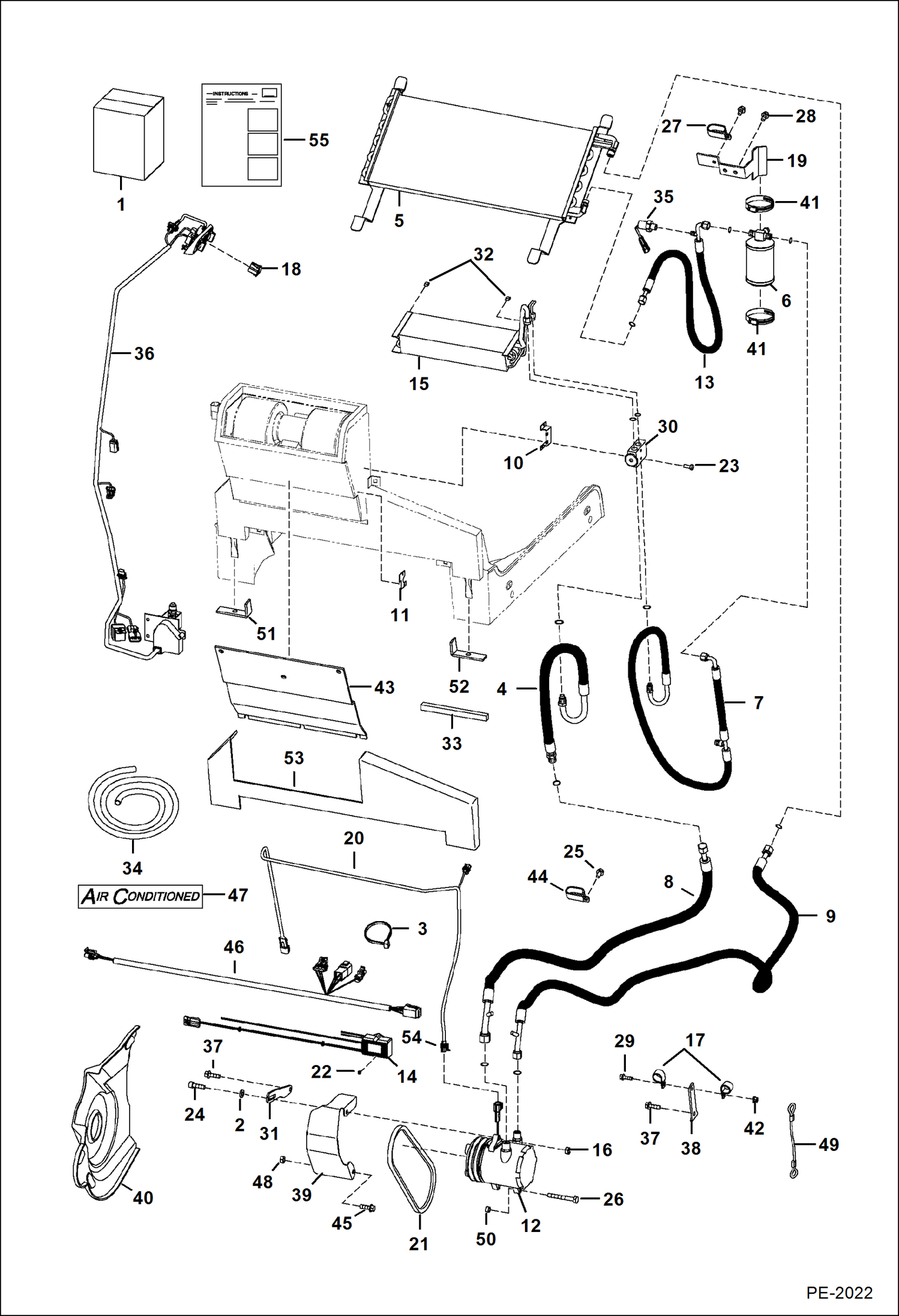 Схема запчастей Bobcat S-Series - HEATER & A/C (A/C Kit) (S160 - S/N 524011001 & Above, 524111001 & Above) ACCESSORIES & OPTIONS