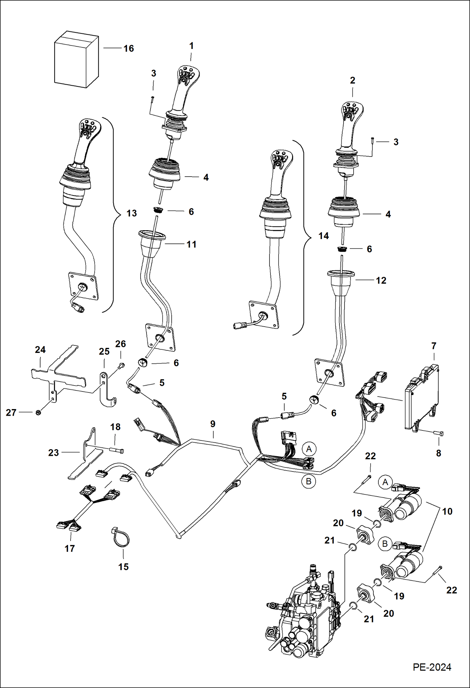 Схема запчастей Bobcat S-Series - CONTROLS ELECTRICAL (Selectable Joystick Controls) (S/N 523211001, 523311001 & Above) (S/N 526211001-13999, 526311001-11999) ELECTRICAL SYSTEM