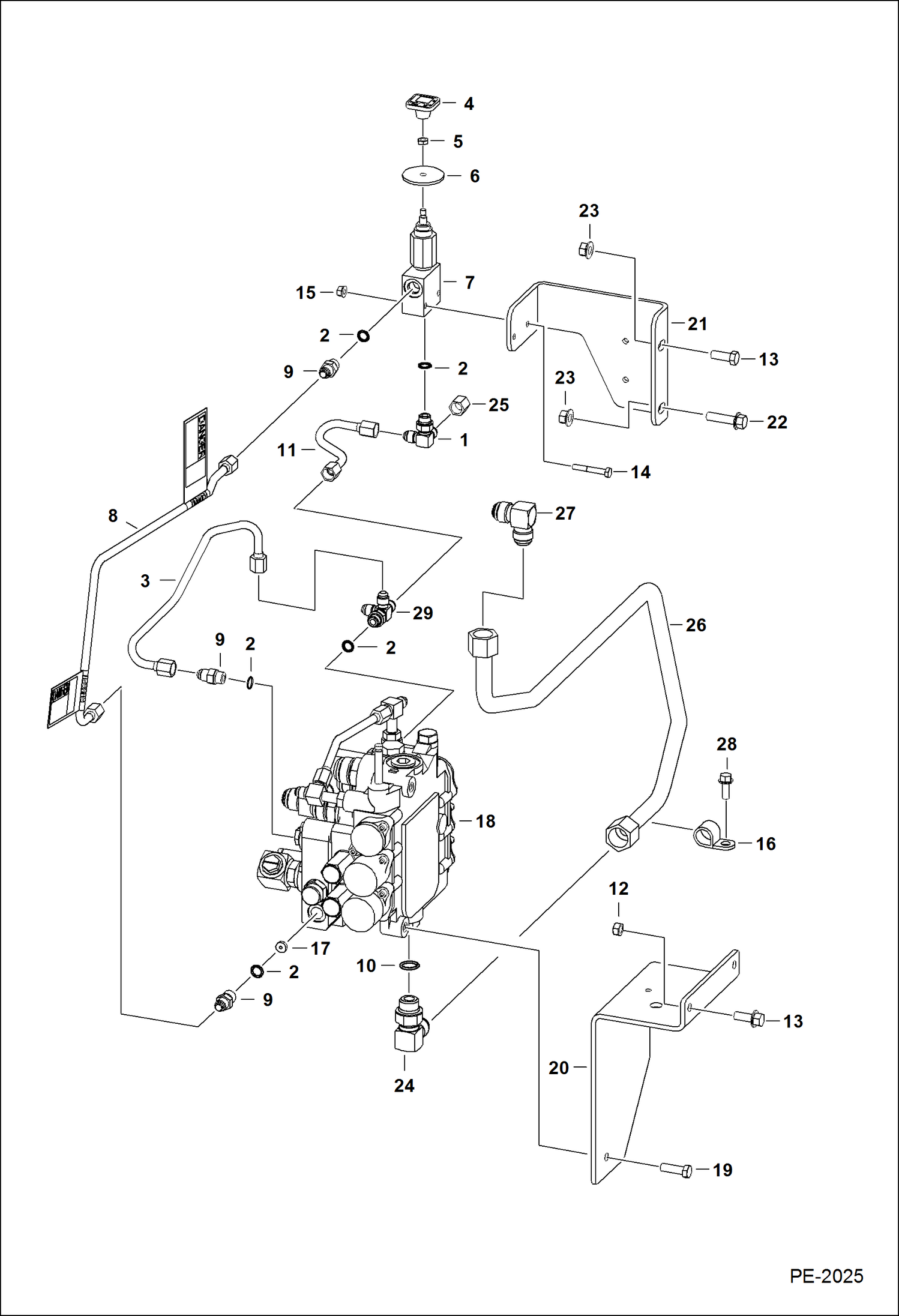 Схема запчастей Bobcat S-Series - LIFT & TILT CONTROL CIRCUITRY (S/N 523211001, 523311001 & Above) (S/N 526211001-13999, 526311001-11999) HYDRAULIC SYSTEM