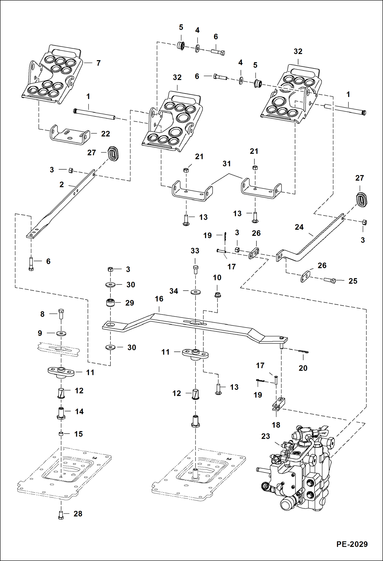 Схема запчастей Bobcat S-Series - CONTROL PEDALS HYDRAULIC SYSTEM