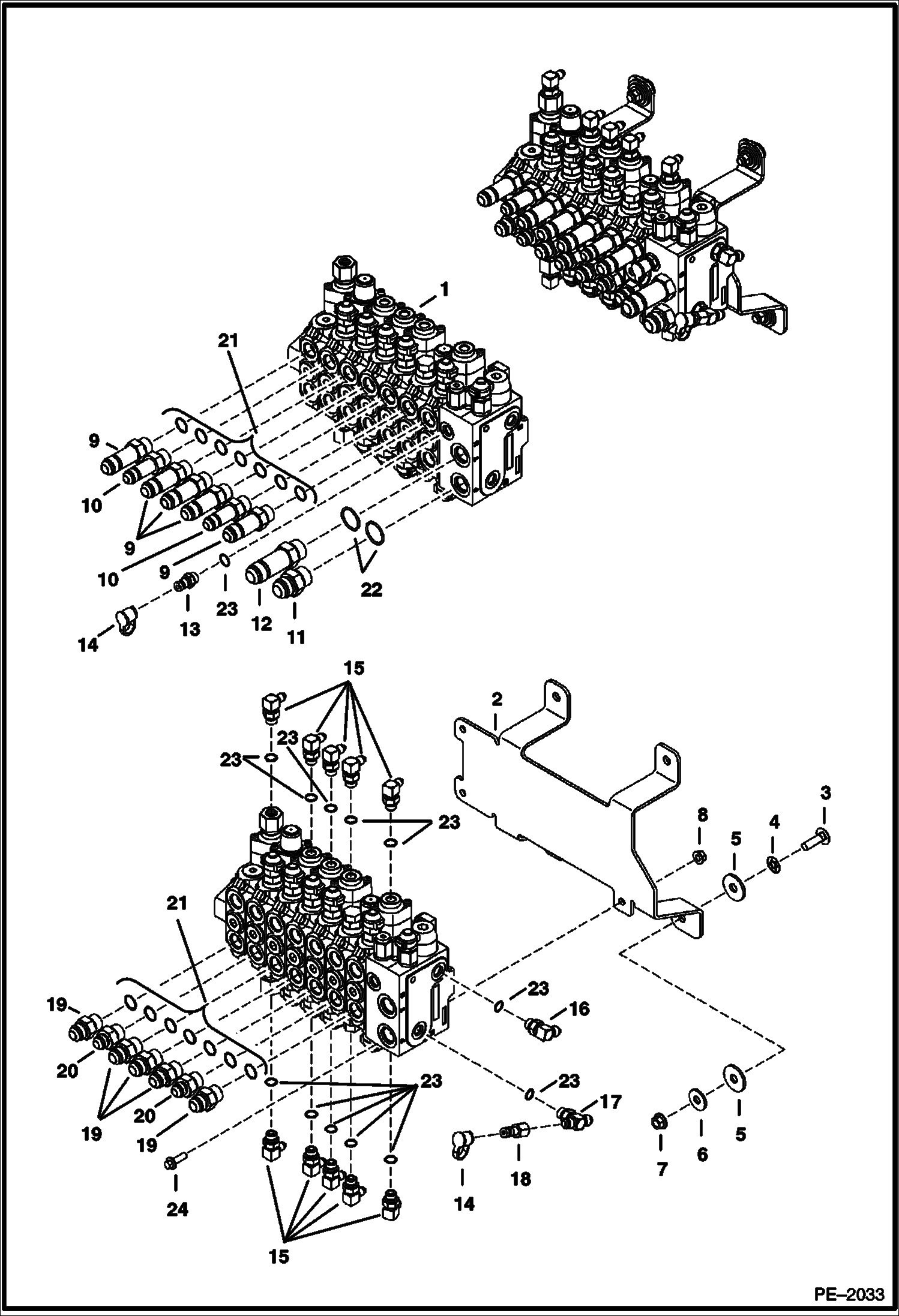 Схема запчастей Bobcat 435 - CONTROL VALVE (S/N 562611001 & Above and 5628 11020 & Below) HYDRAULIC/HYDROSTATIC SYSTEM