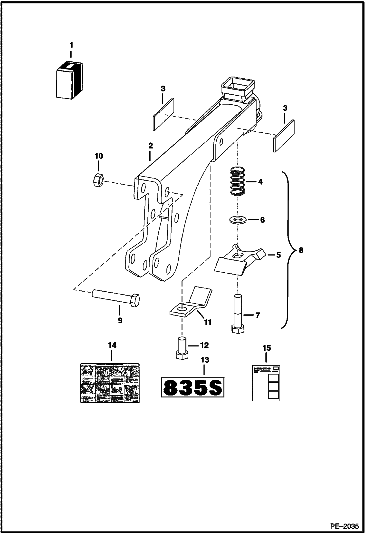 Схема запчастей Bobcat BACKHOE - MOUNTING ARM KIT - BALL MOUNT 835S / 835SH Backhoe - S/N 9923 (1st 4 digits) 835SH BACKHOE