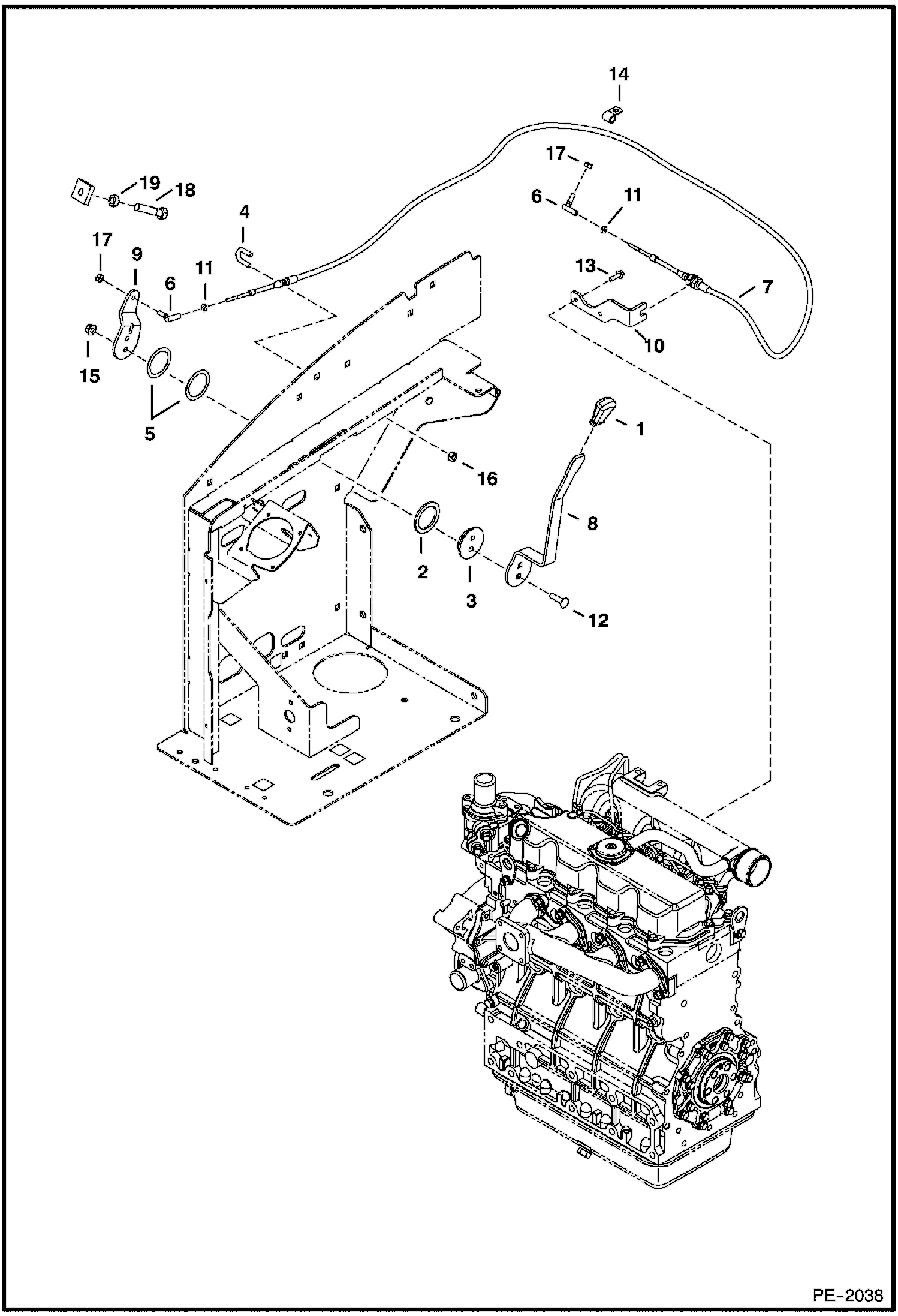 Схема запчастей Bobcat 334 - CONTROLS (Throttle) CONTROLS