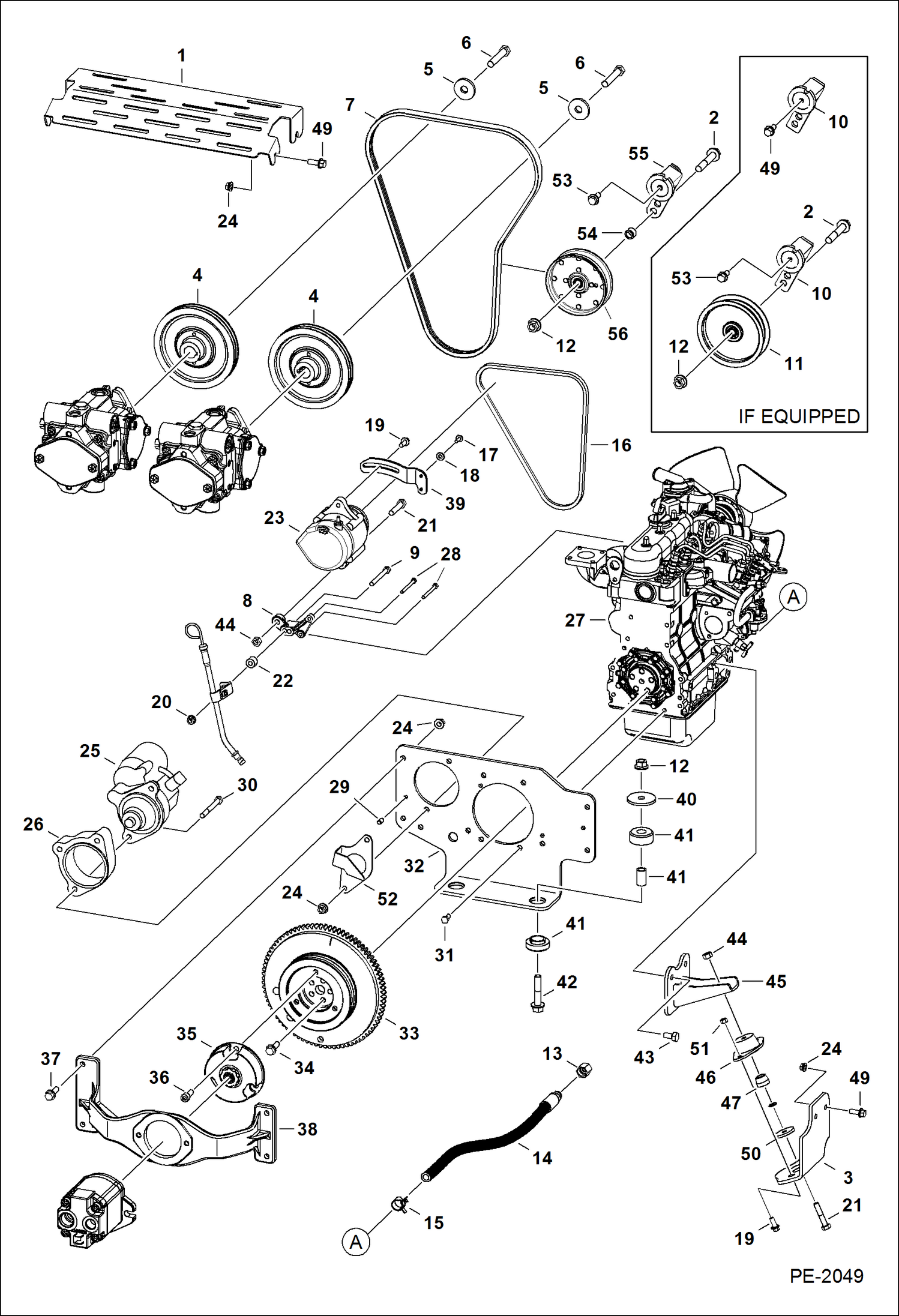 Схема запчастей Bobcat Mini Tracks Loaders - ENGINE & ATTACHING PARTS (Engine Mounts) (S/N 523611001 & Above, 523711001 & Above) POWER UNIT