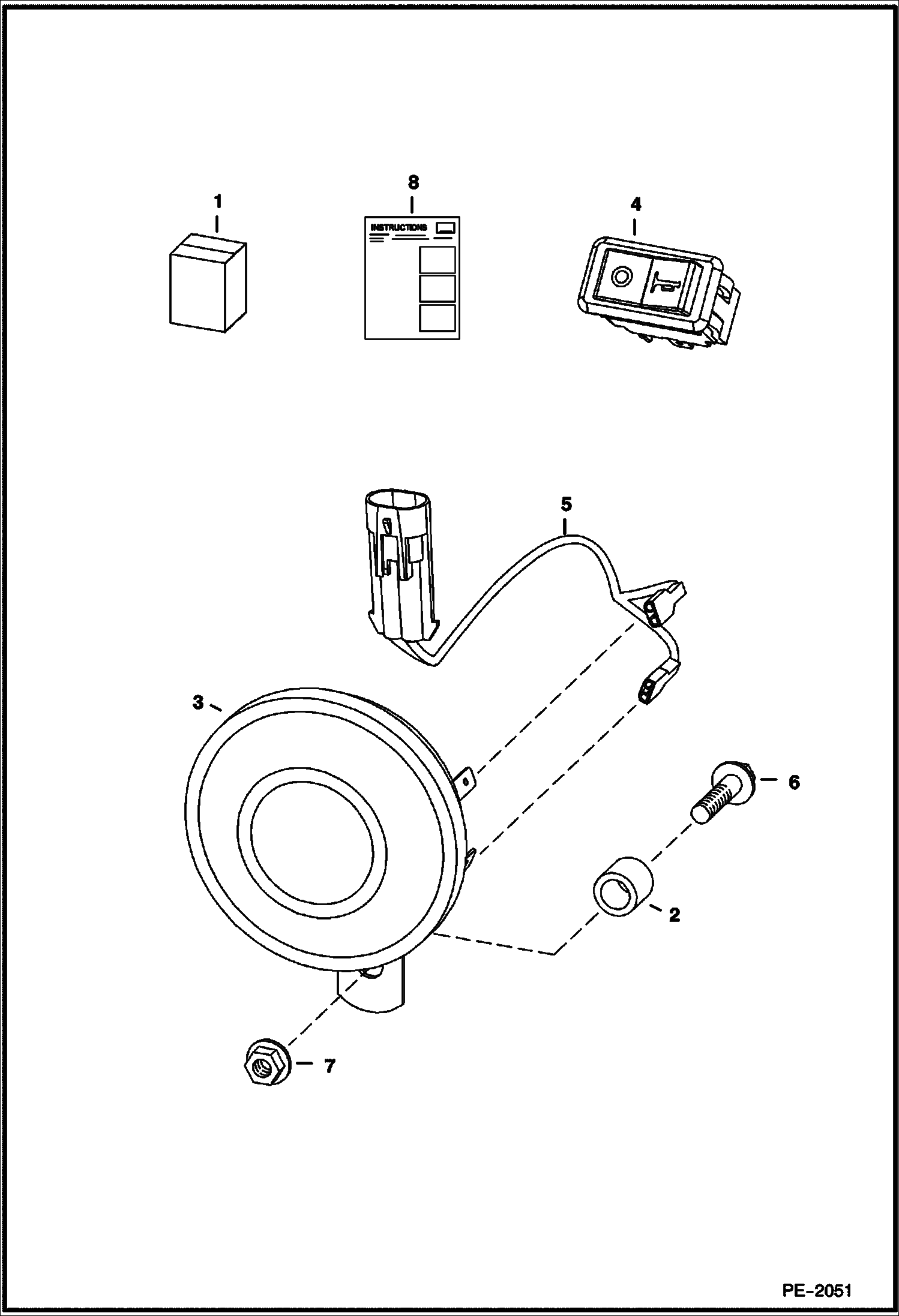 Схема запчастей Bobcat 5610 - HORN KIT ACCESSORIES & OPTIONS