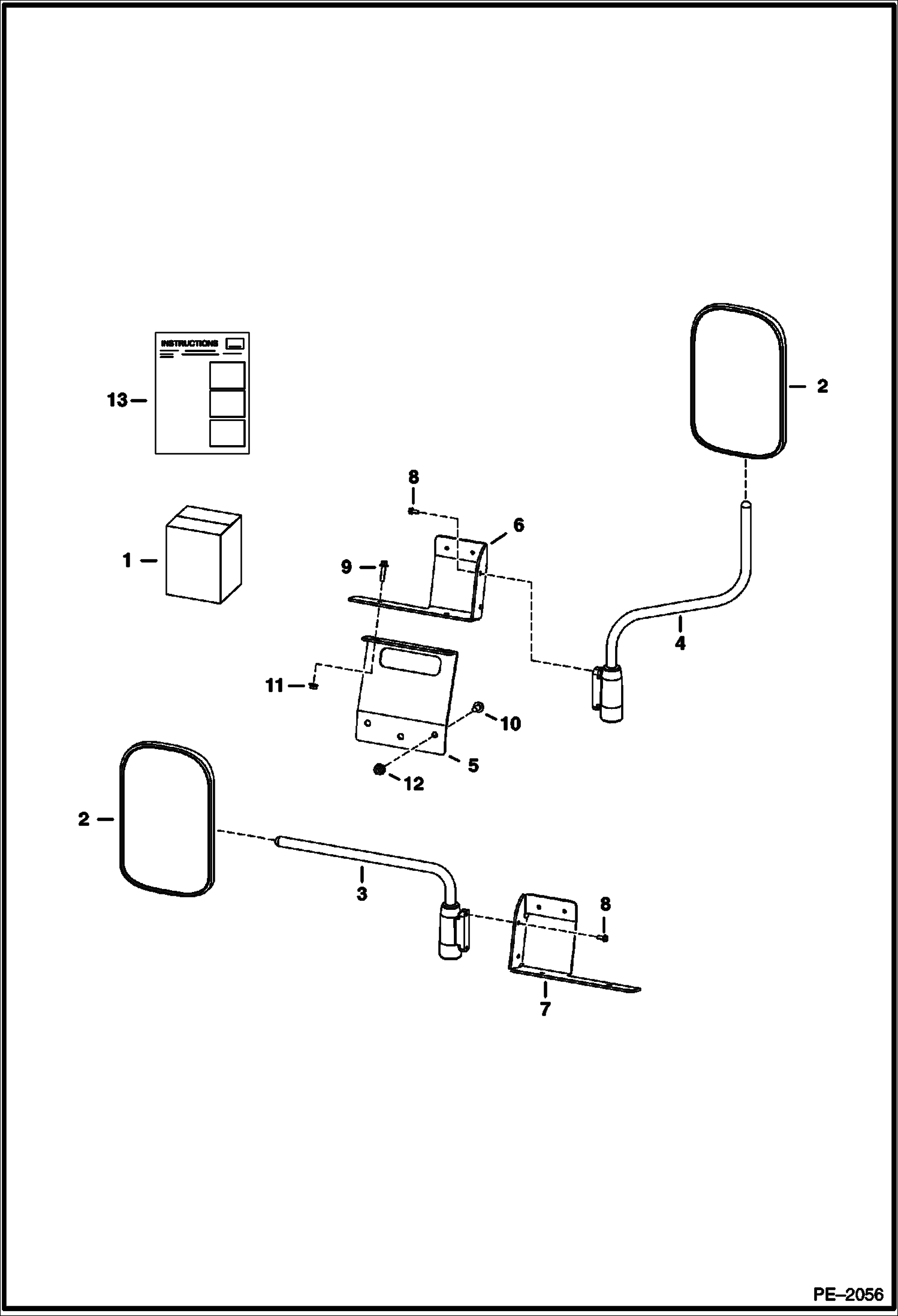 Схема запчастей Bobcat 5600 - SIDE MIRROR KIT ACCESSORIES & OPTIONS