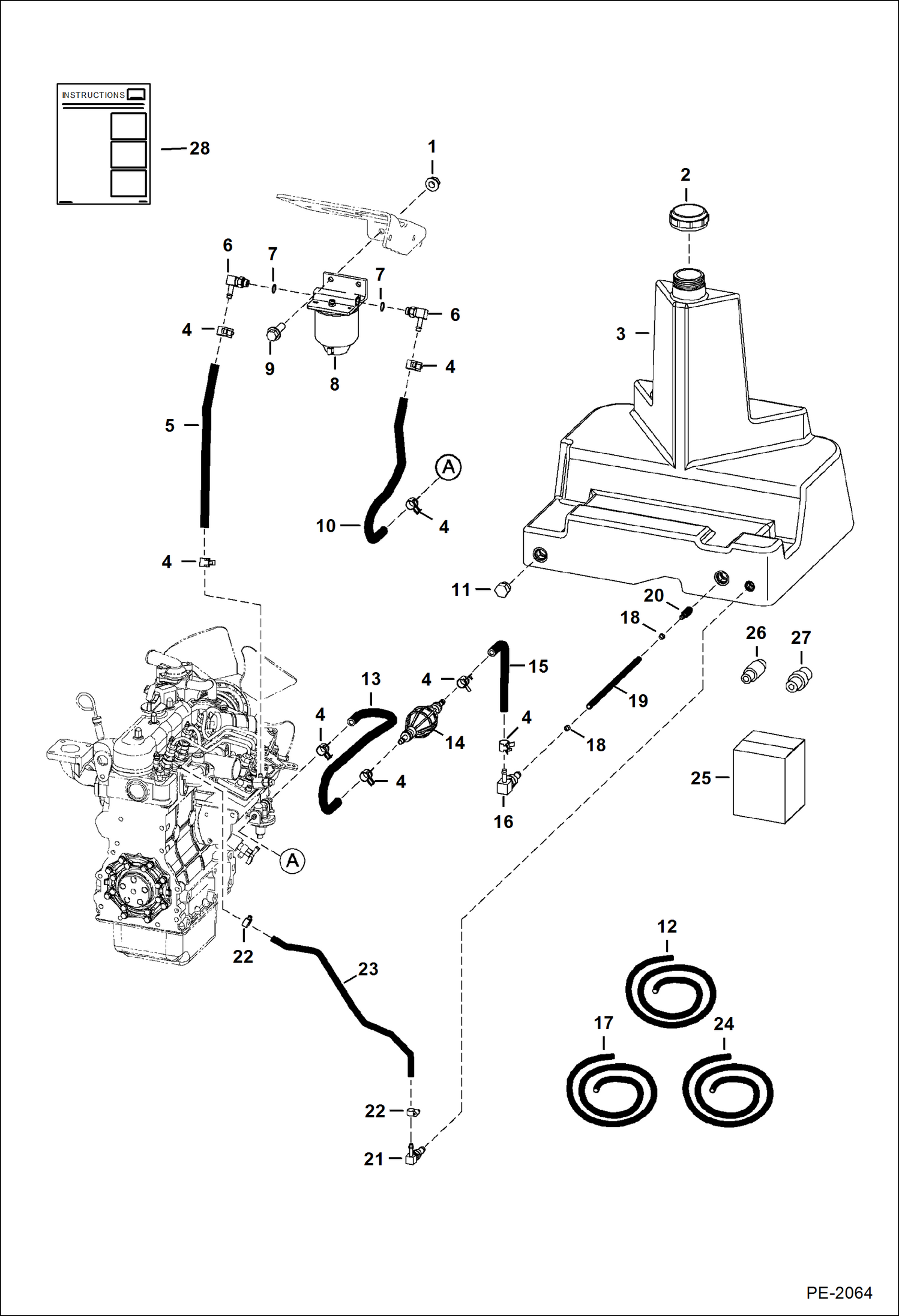 Схема запчастей Bobcat Mini Tracks Loaders - FUEL SYSTEM (S/N 528711001-528711724, 528811001-528811033) MAIN FRAME