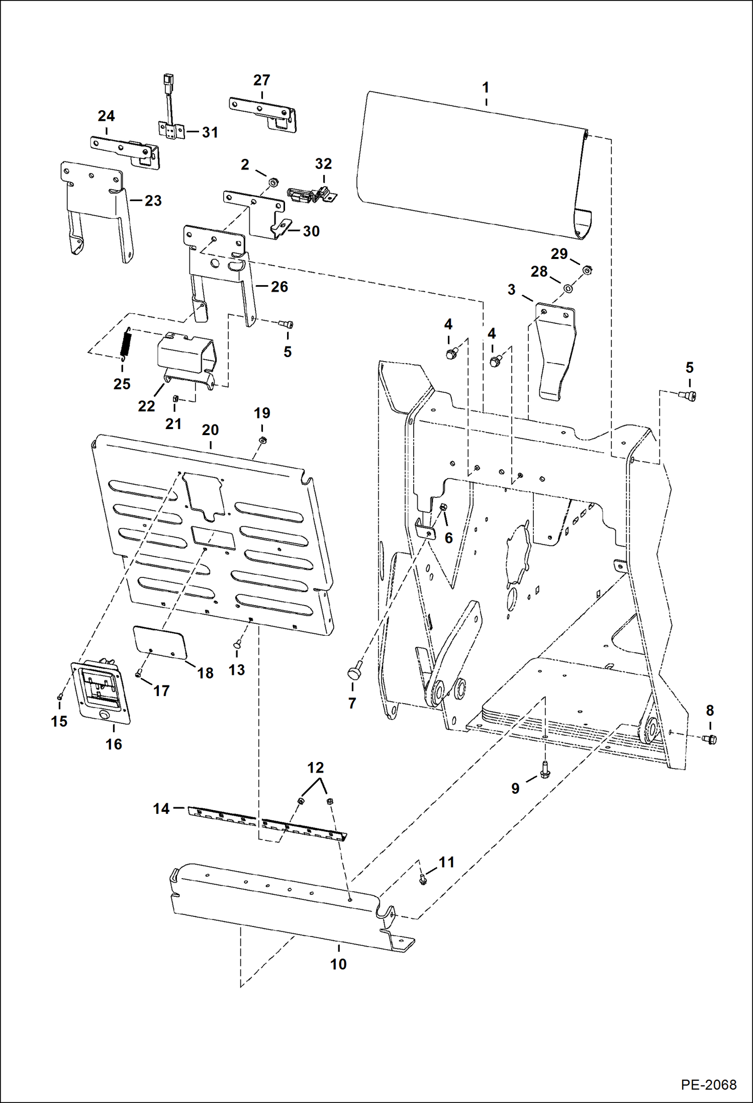 Схема запчастей Bobcat Mini Tracks Loaders - REAR DOOR MAIN FRAME