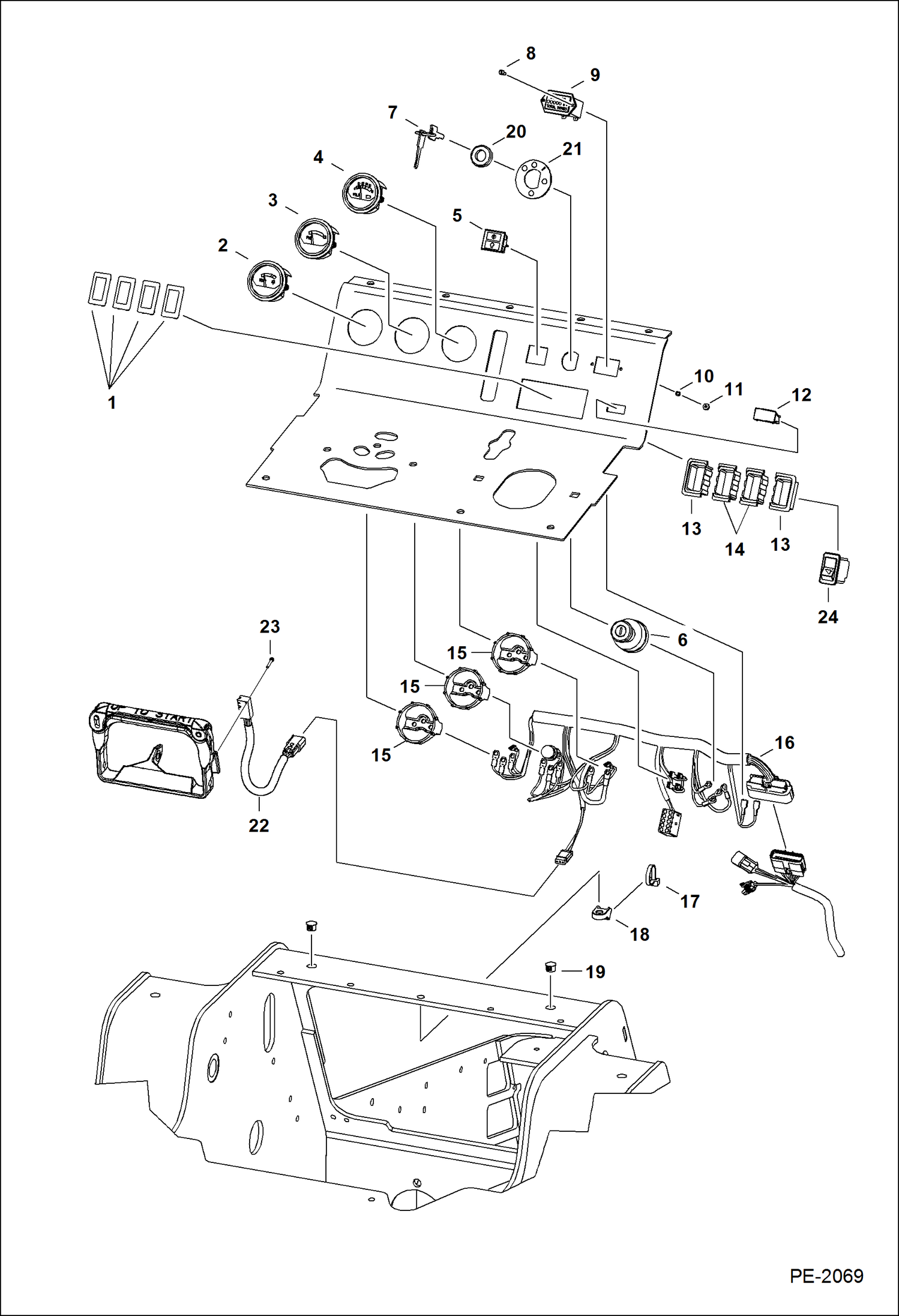 Схема запчастей Bobcat Mini Tracks Loaders - CONSOLE ELECTRICAL CIRCUITRY ELECTRICAL SYSTEM