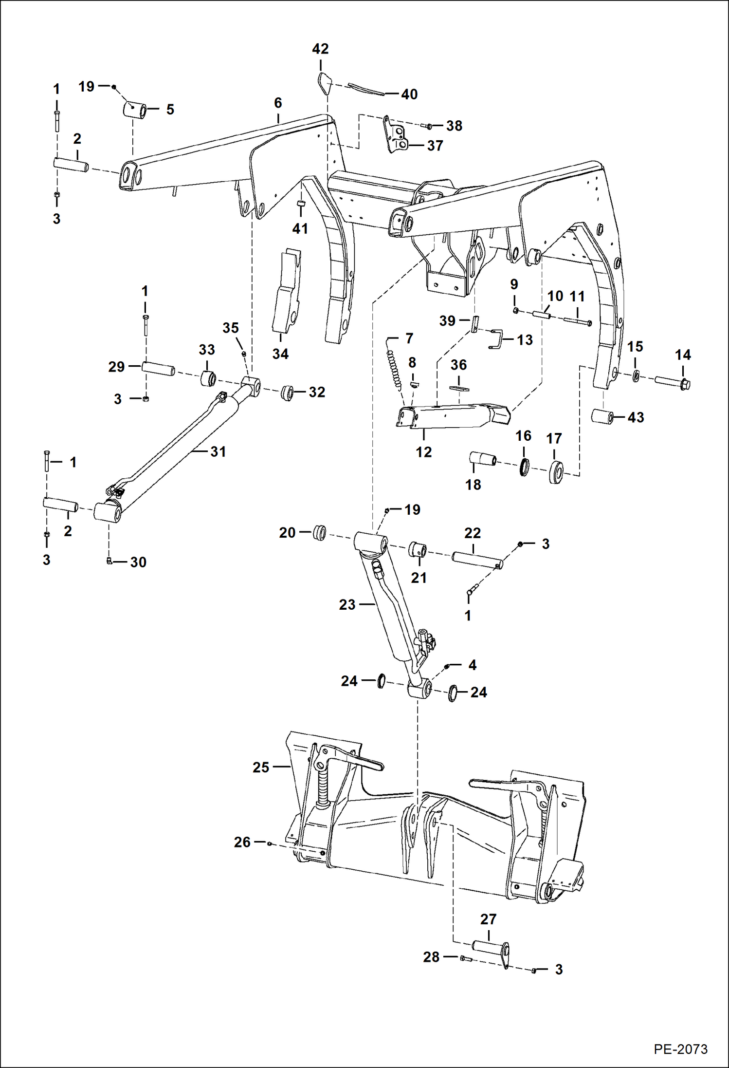 Схема запчастей Bobcat S-Series - LIFT ARM & BOB-TACH MAIN FRAME