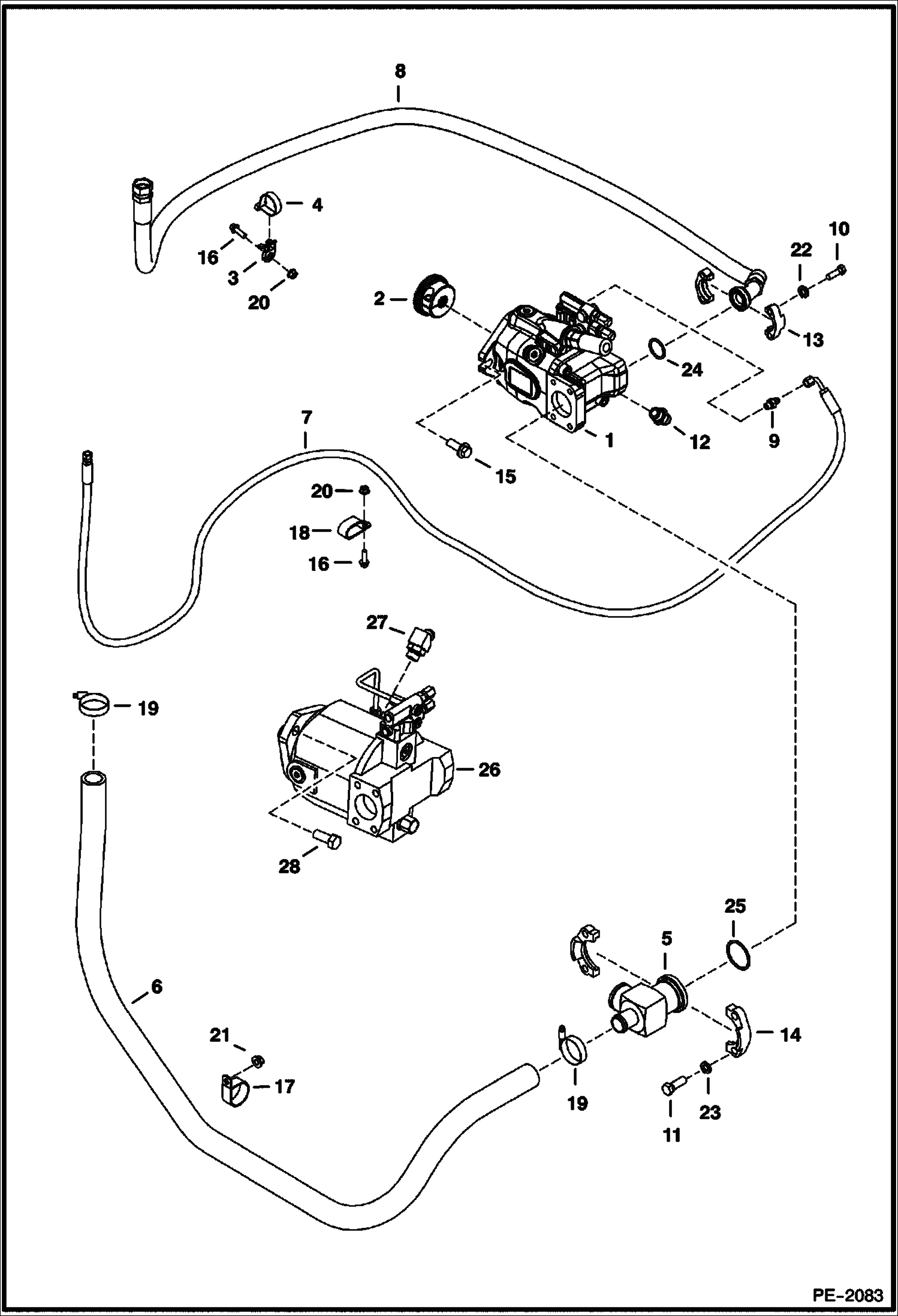 Схема запчастей Bobcat 341 - HYDRAULIC CIRCUITRY (Pump) HYDRAULIC SYSTEM