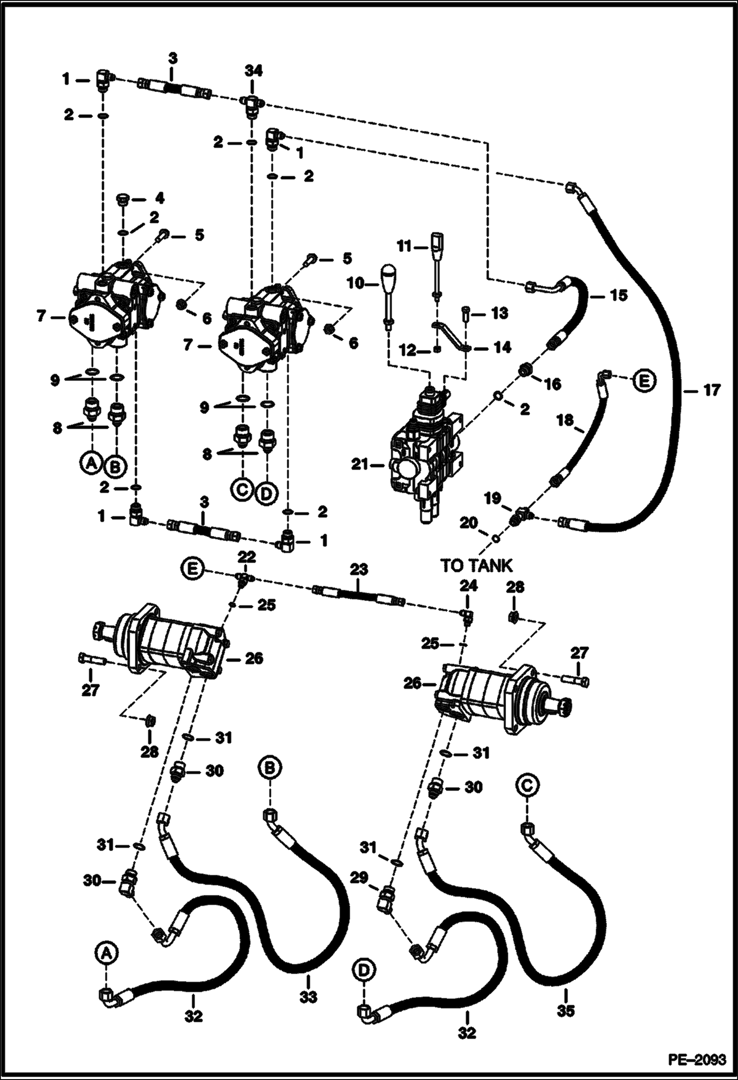 Схема запчастей Bobcat Mini Tracks Loaders - HYDROSTATIC CIRCUITRY HYDROSTATIC SYSTEM