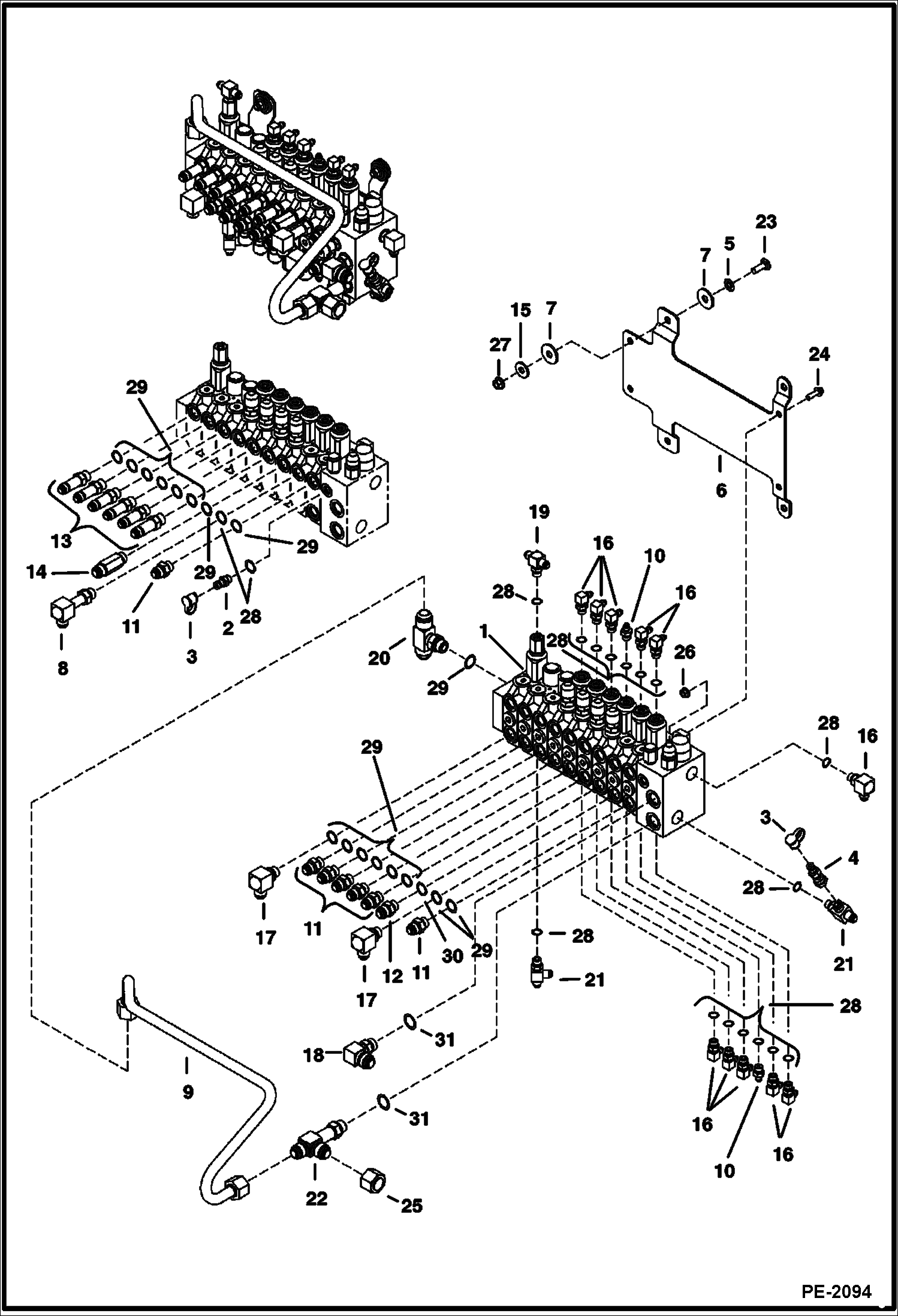 Схема запчастей Bobcat 337 - HYDRAULIC VALVE (S/N 234611078 & Below, 234711100 & Below) HYDRAULIC SYSTEM