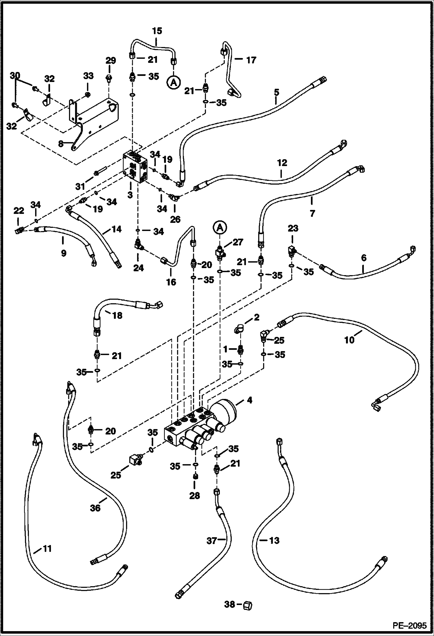 Схема запчастей Bobcat 337 - HYDRAULIC CIRCUITRY (Manifold) HYDRAULIC SYSTEM