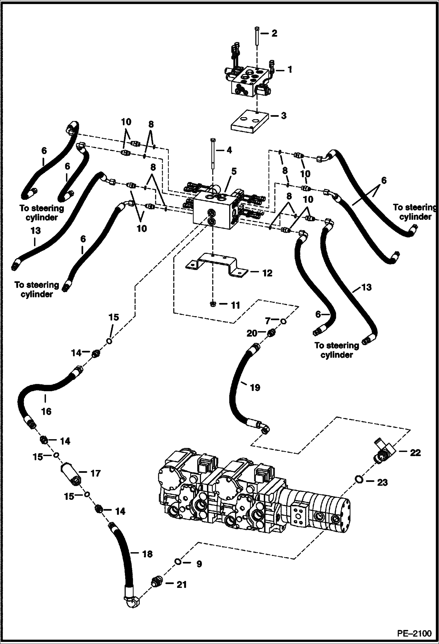 Схема запчастей Bobcat A-Series - HYDROSTATIC CIRCUITRY (Steering Valve) HYDROSTATIC SYSTEM