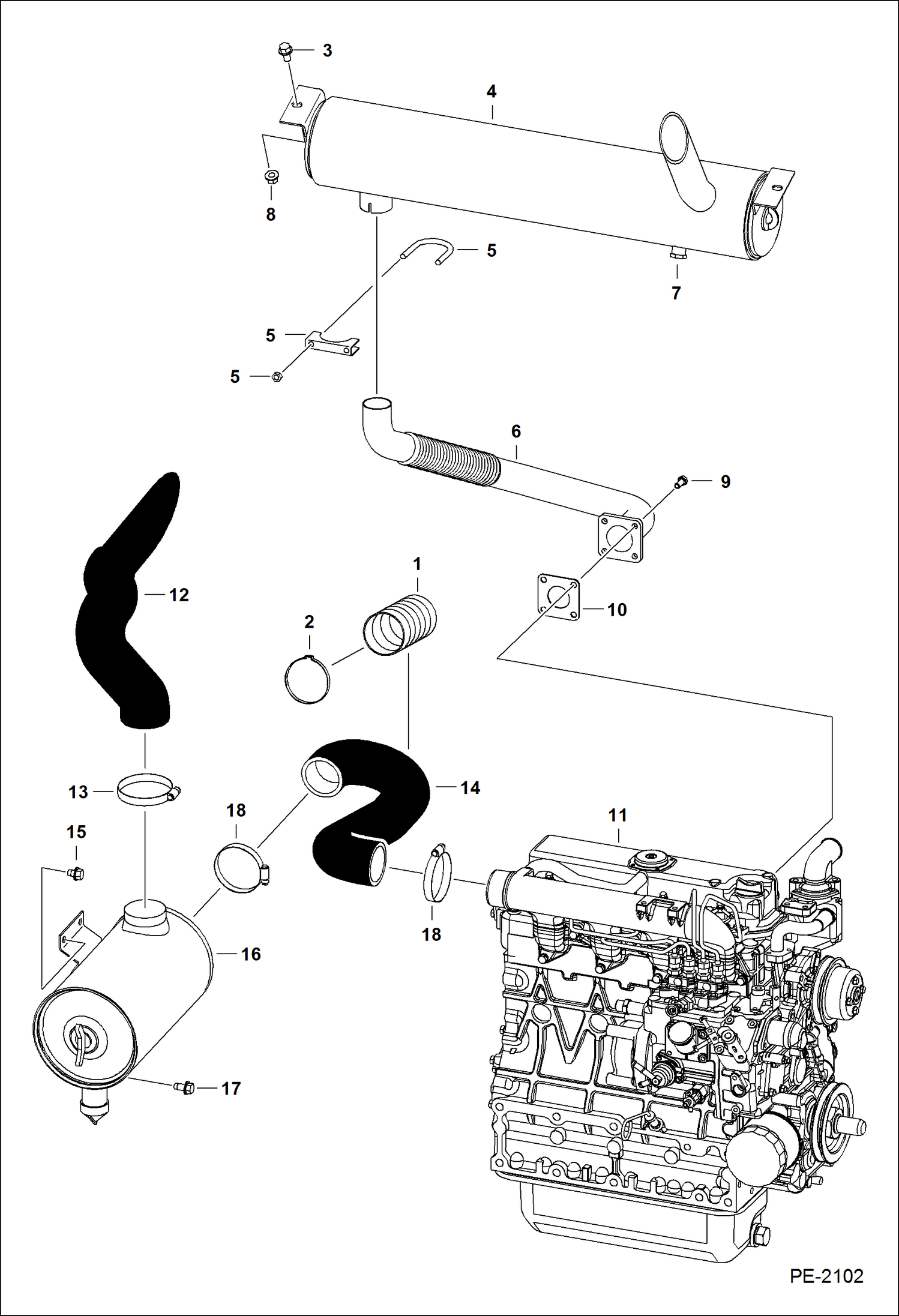 Схема запчастей Bobcat S-Series - ENGINE & ATTACHING PARTS (Air Cleaner & Muffler) POWER UNIT