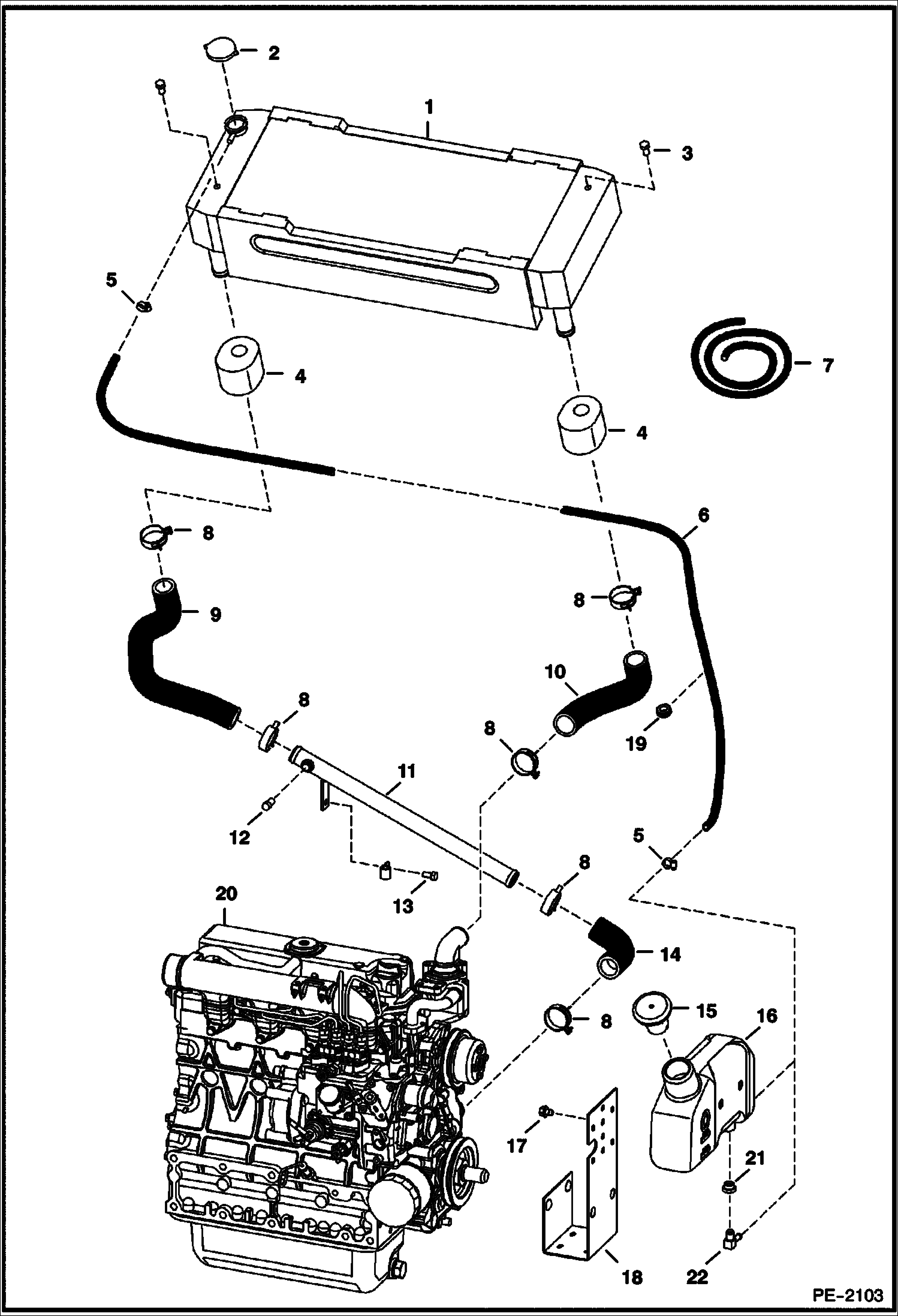 Схема запчастей Bobcat 700s - ENGINE & ATTACHING PARTS (Radiator Water Exchanger) POWER UNIT