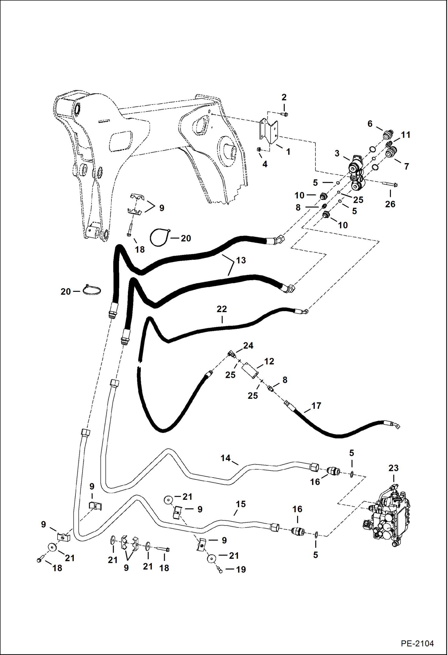 Схема запчастей Bobcat A-Series - AUXILIARY HYDRAULICS (523411001, 523511001 & Above) (S/N 526411001-11999, 526511001-11999) HYDRAULIC SYSTEM