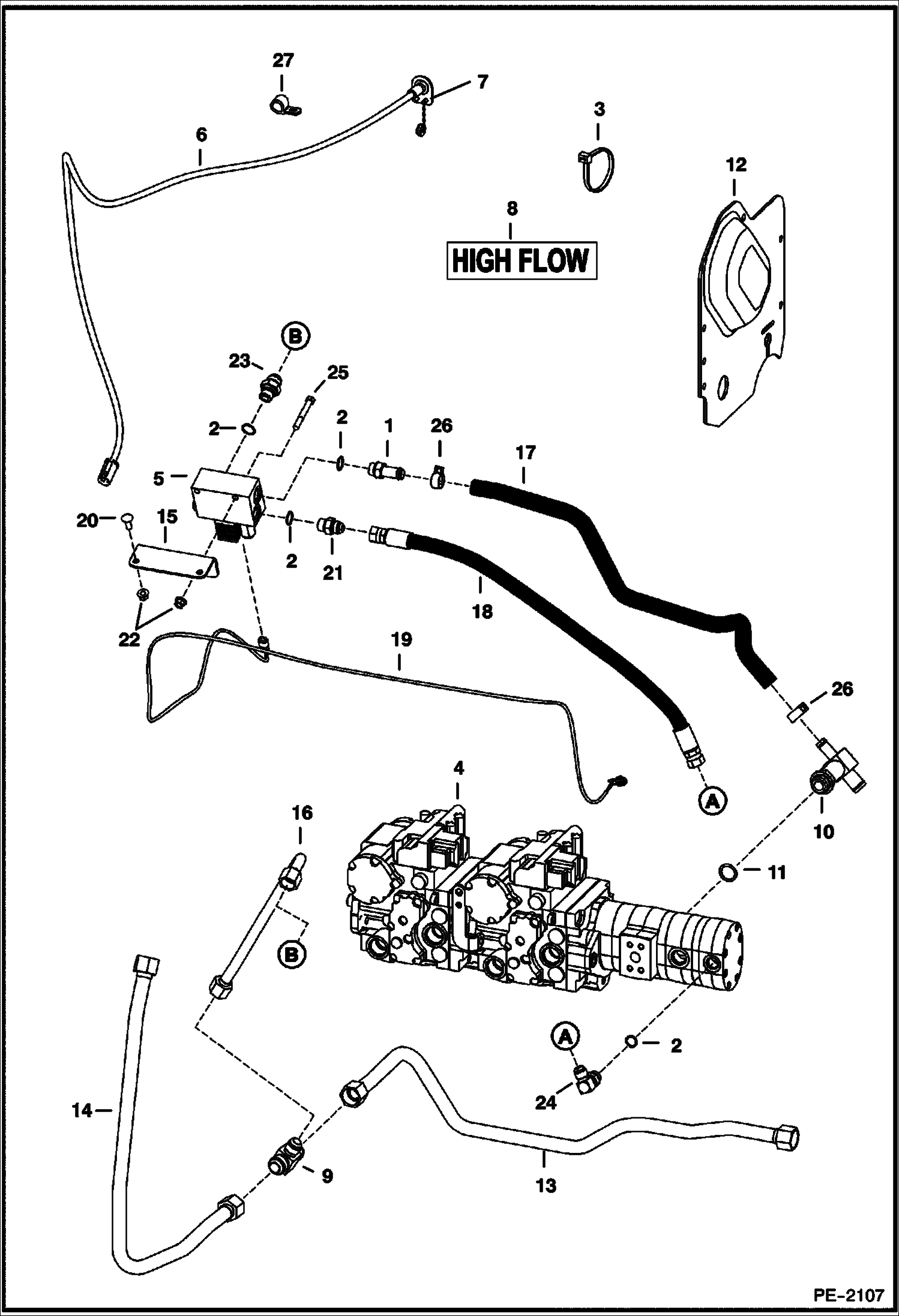 Схема запчастей Bobcat A-Series - HIGH FLOW HYDRAULICS (S/N 523411001, 523511001 & Above) (S/N 526412199, 526512099 & Below) HIGH FLOW HYDRAULICS